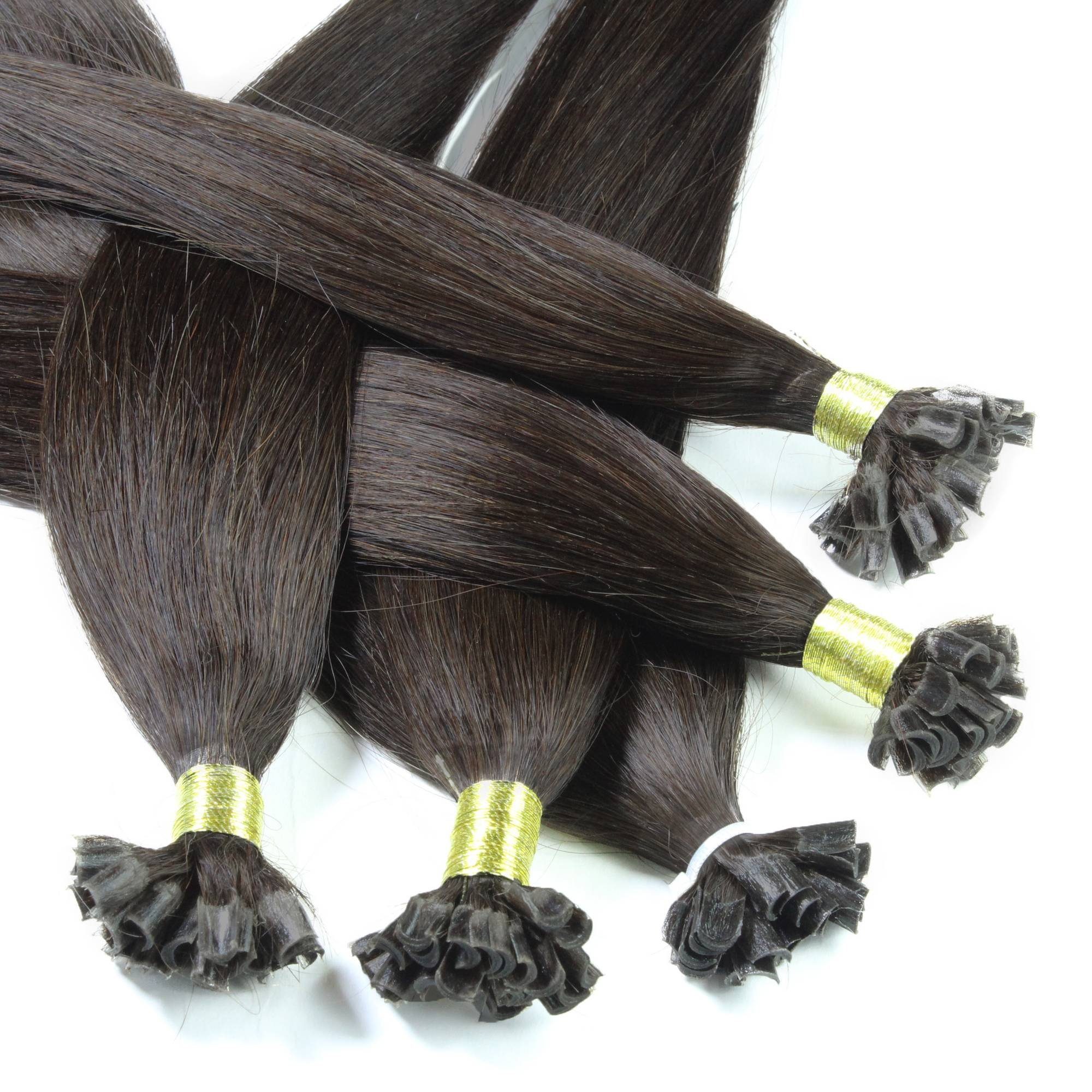 hair2heart Echthaar-Extension Bonding Extensions - glatt #5/0 Hellbraun 0.5g 30cm