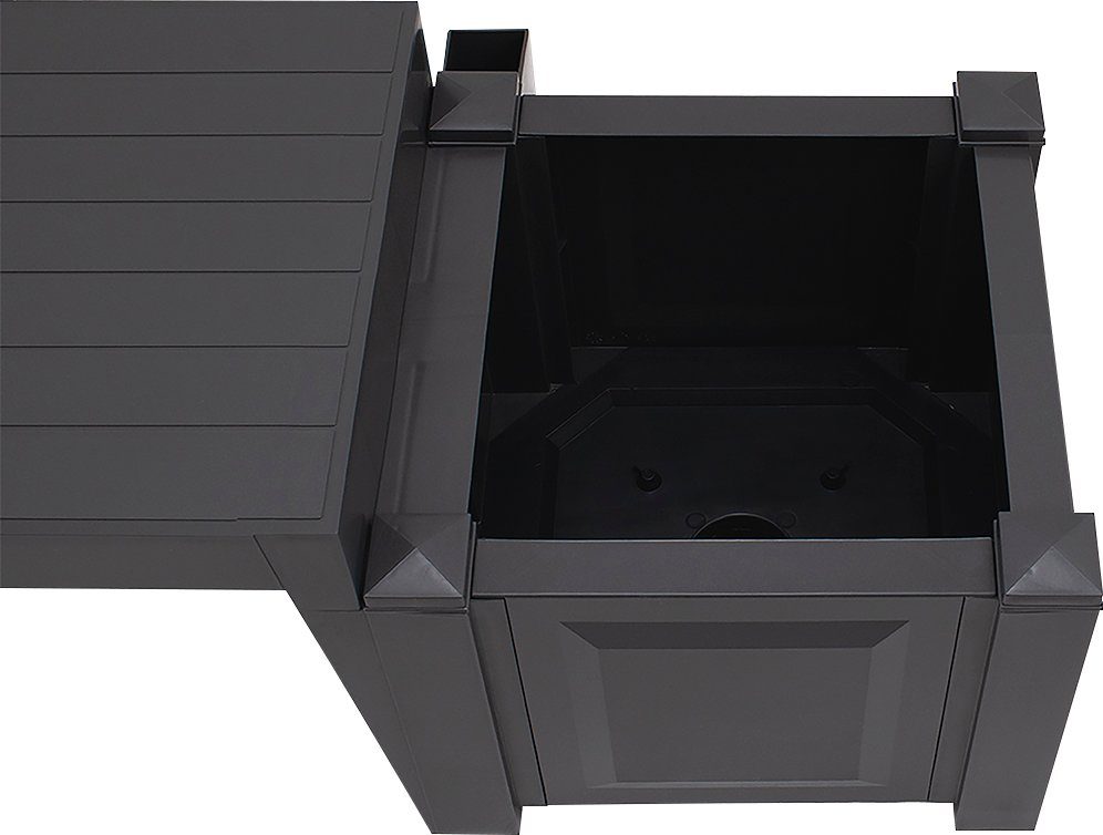 KHW Gartenbank "Berlin", aus wetterfestem Kunststoff, anthrazit, für 2 Personen, mit je einem Pflanzkasten rechts und links