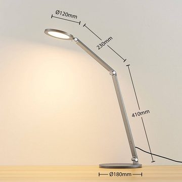Lucande LED Schreibtischlampe Mion, dimmbar, LED-Leuchtmittel fest verbaut, warmweiß, Modern, Aluminium, Blaugrau, 1 flammig, inkl. Leuchtmittel,dimmbar