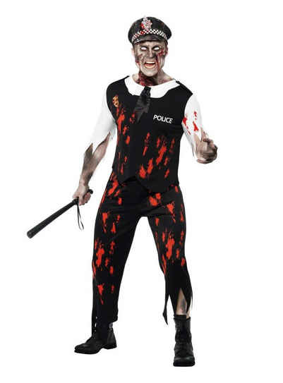 Smiffys Kostüm Zombie Polizist, Zombie Kostüm für Halloween und Fasching