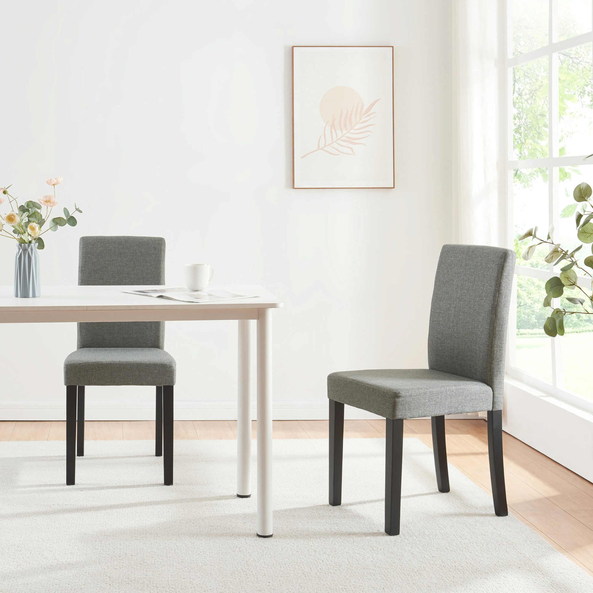 en.casa Esszimmerstuhl (Set, 6 St), »Hamburg« Polsterstuhl Textil Holzbeine günstig online kaufen