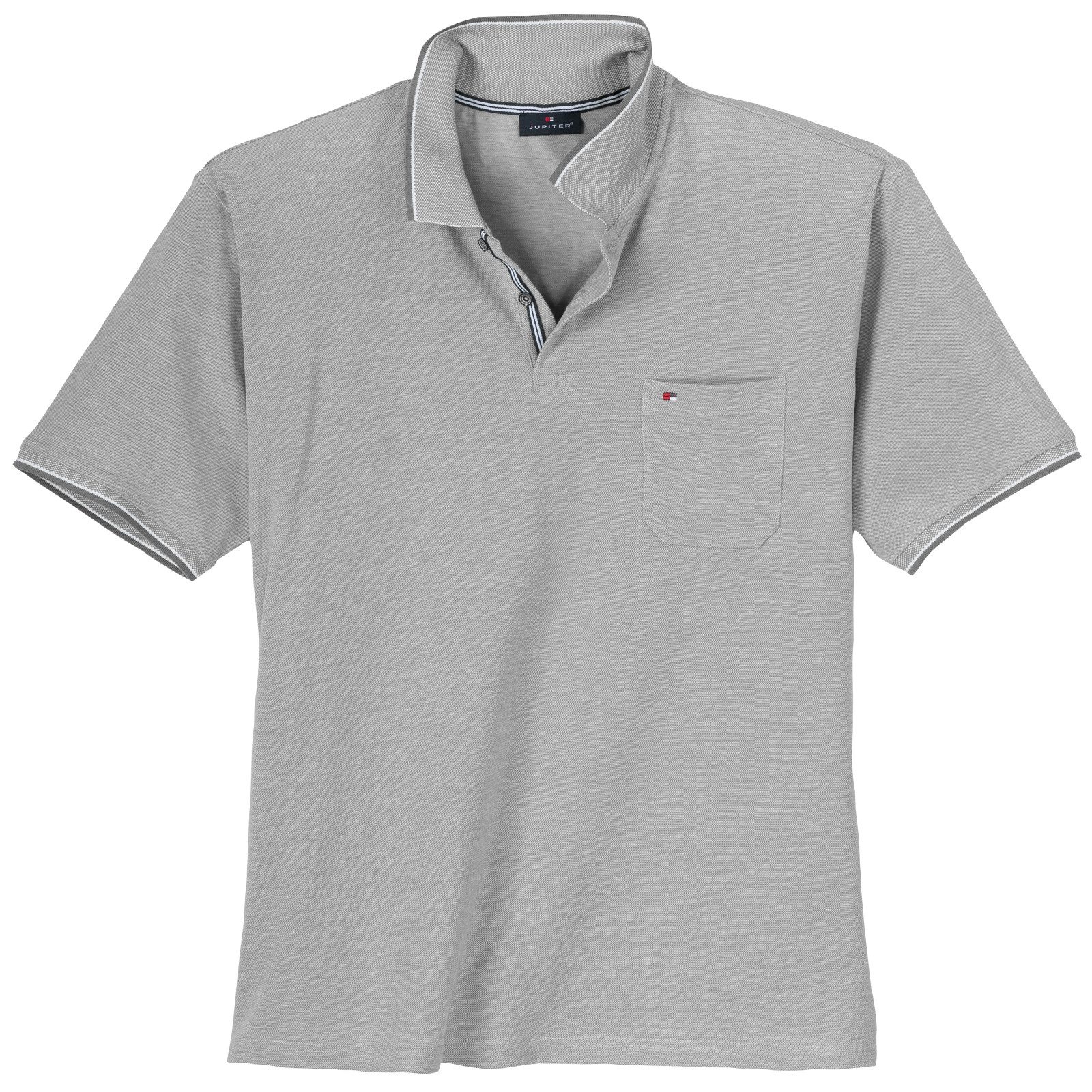 Jupiter Poloshirt Jupiter Übergrößen Poloshirt grau melange