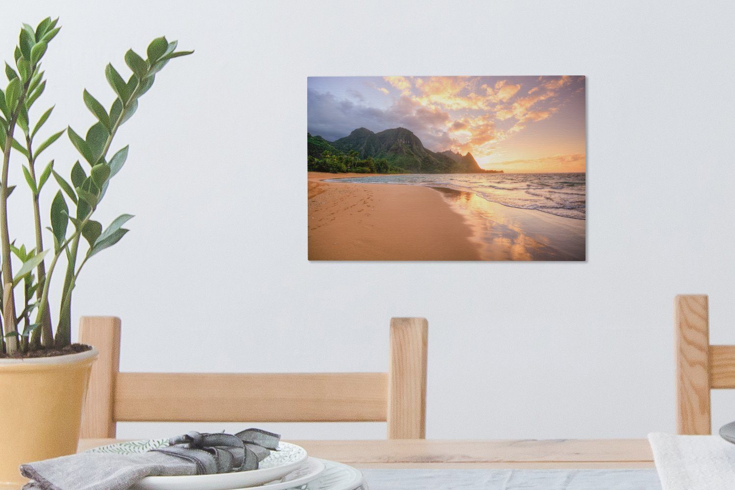 Wandbild Aufhängefertig, (1 - cm OneMillionCanvasses® Leinwandbild Hawaii Strand Leinwandbilder, - St), 30x20 Wanddeko, Himmel,