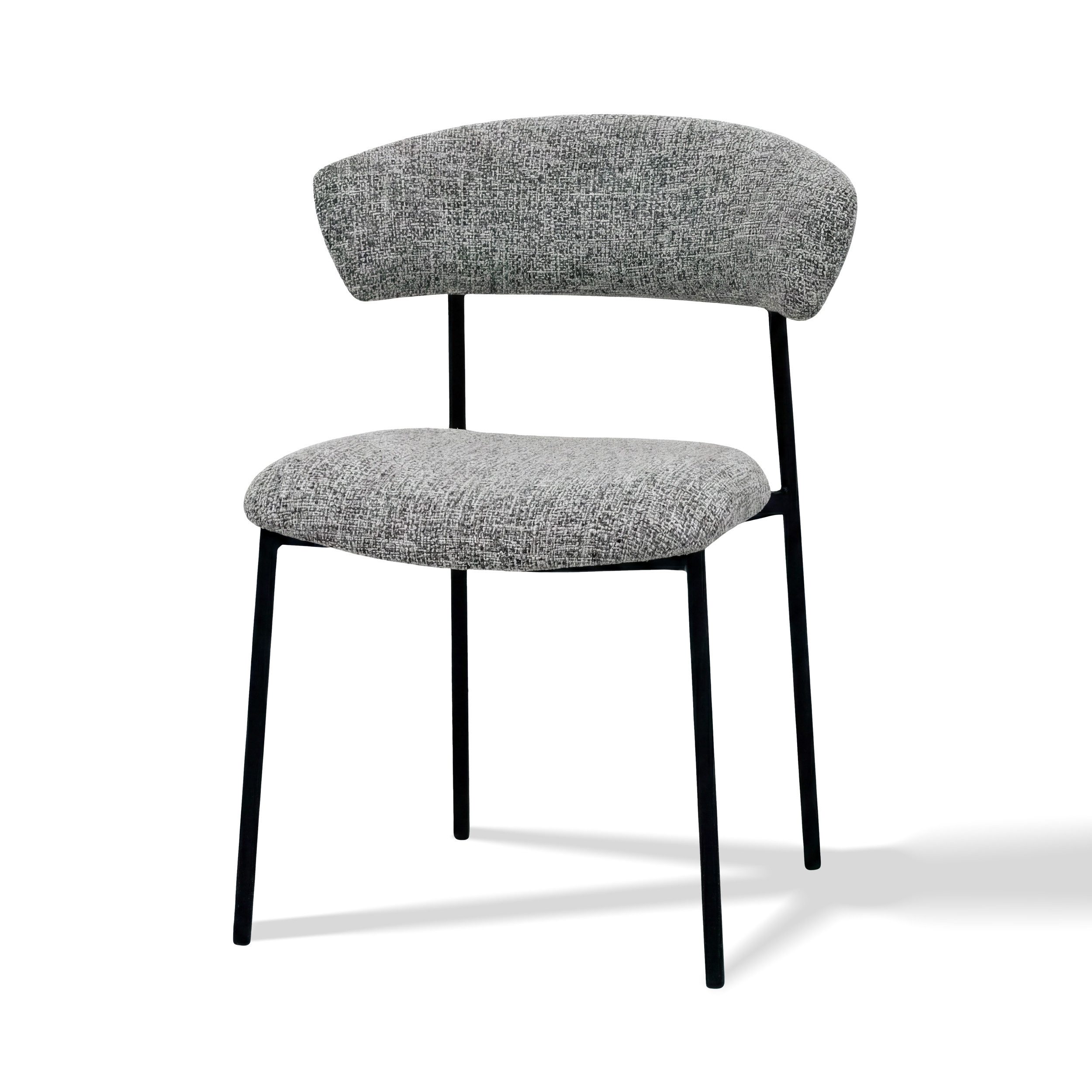 KHG Esszimmerstuhl Küchenstuhl Grau, bis 120 kg belastbar, Industrial Look (Indoor-Stuhl Boucle), breite geschwungene Rückenlehne, gepolstert