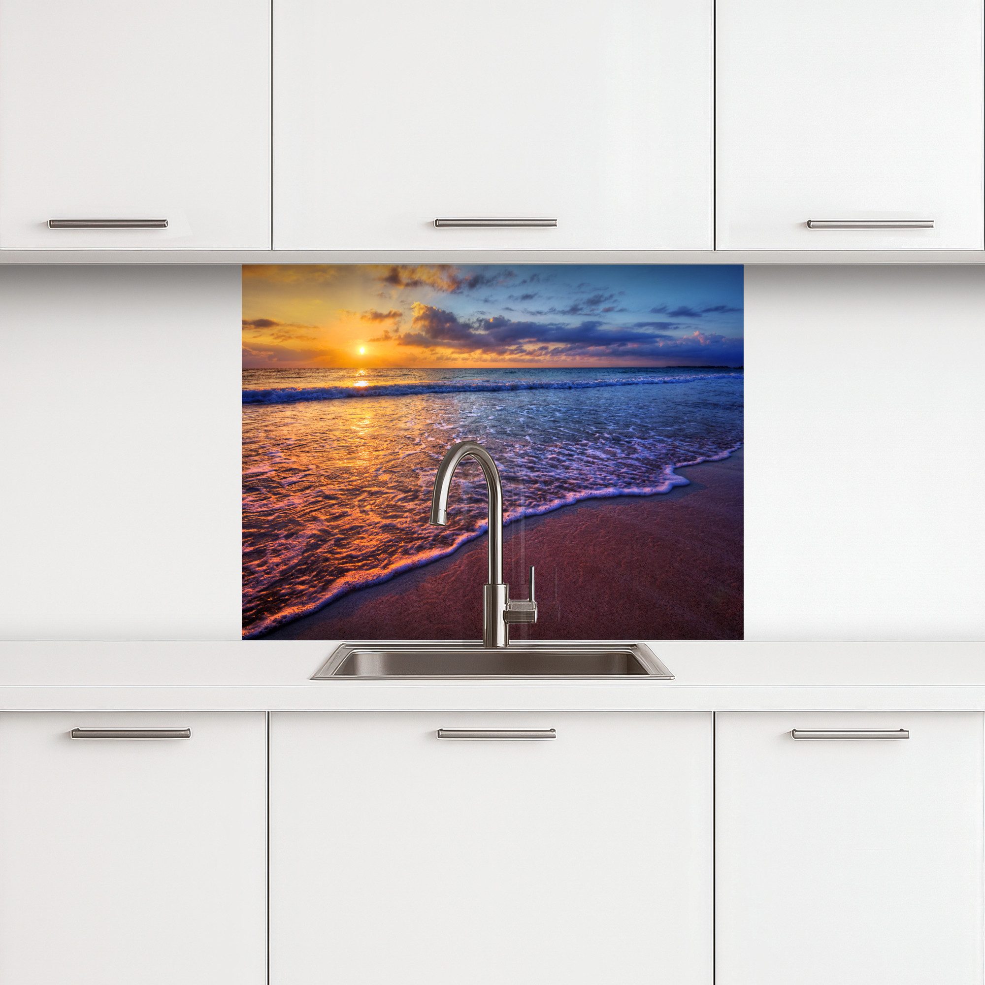 KitchenYeah Küchenrückwand selbstklebend Meer - Strand - Sonnenuntergang - günstig online kaufen