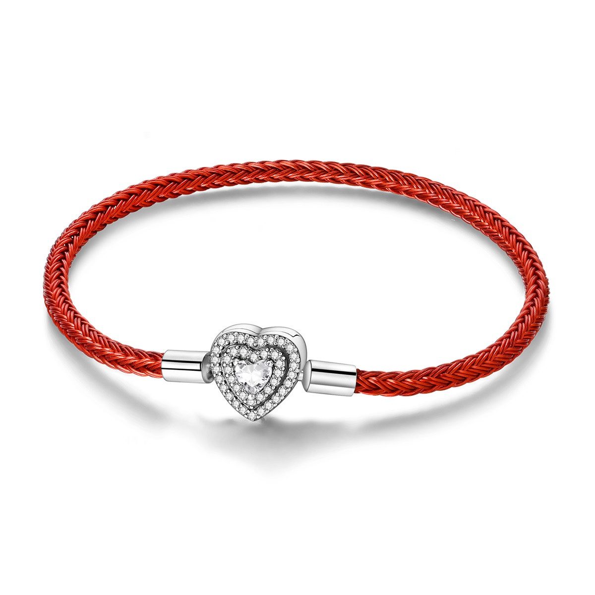 PANDACHARMS Charm-Armband Rotes Charm Armband Forever & Always Herz, 16-21cm, Verschluss Silber
