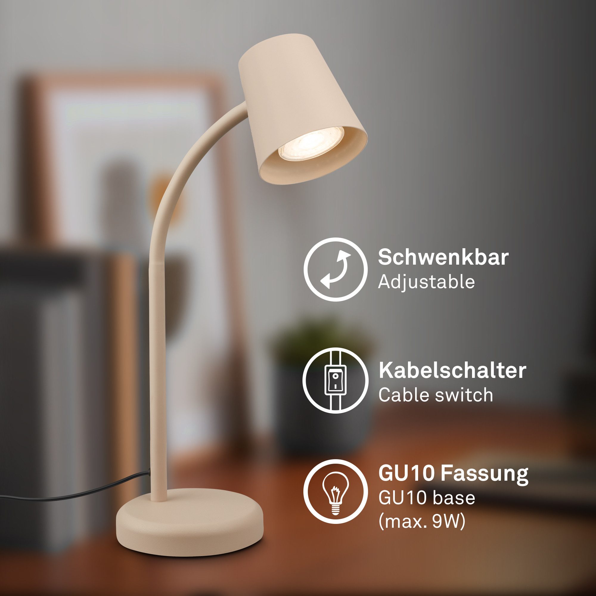 Briloner Leuchten Tischleuchte LED Tischlampe Bürolampe Homeoffice Schreibtischlampe Kinderzimmer, ohne Leuchtmittel, 2700K - Extra - Warmweiß