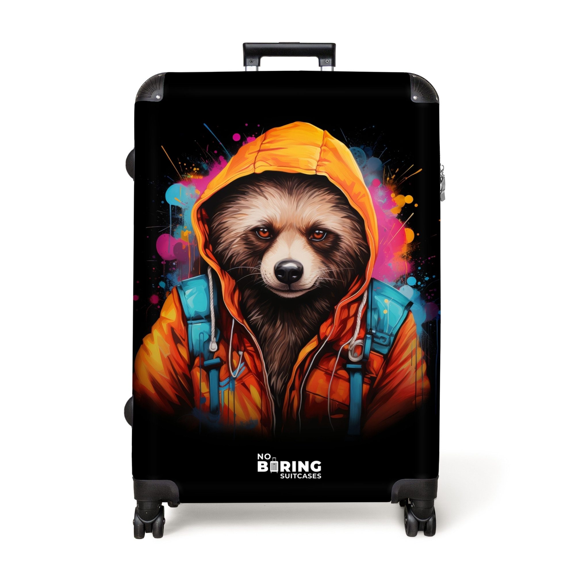 NoBoringSuitcases.com© Hartschalen-Trolley Waschbär mit orangefarbenem Fell günstig online kaufen