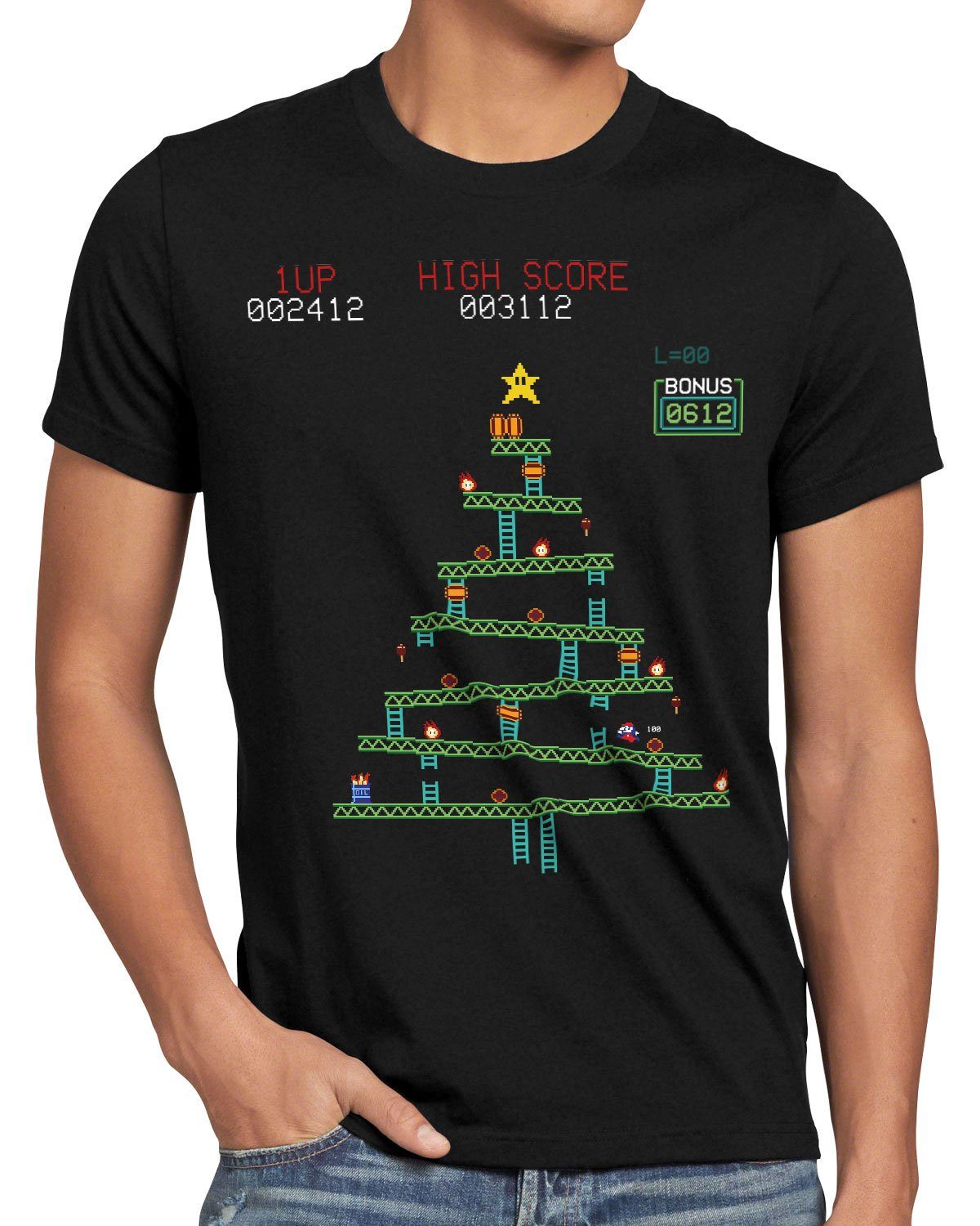 style3 T-Shirt Kong Weihnachten xmas weihnachtsbaum donkey gamer nintendo
