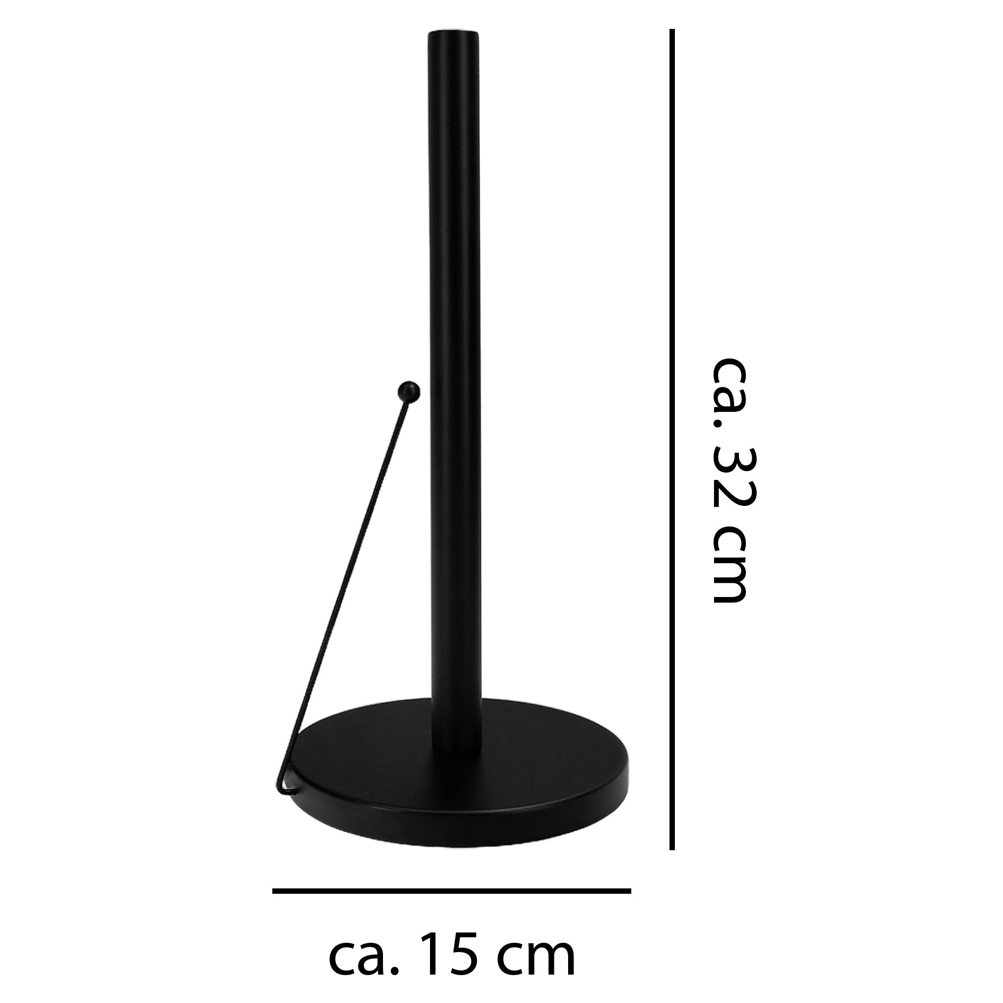 VonBueren Küchenrollenhalter schwarz stehend 32 x 15 cm Edelstahl Küchenpapierhalter