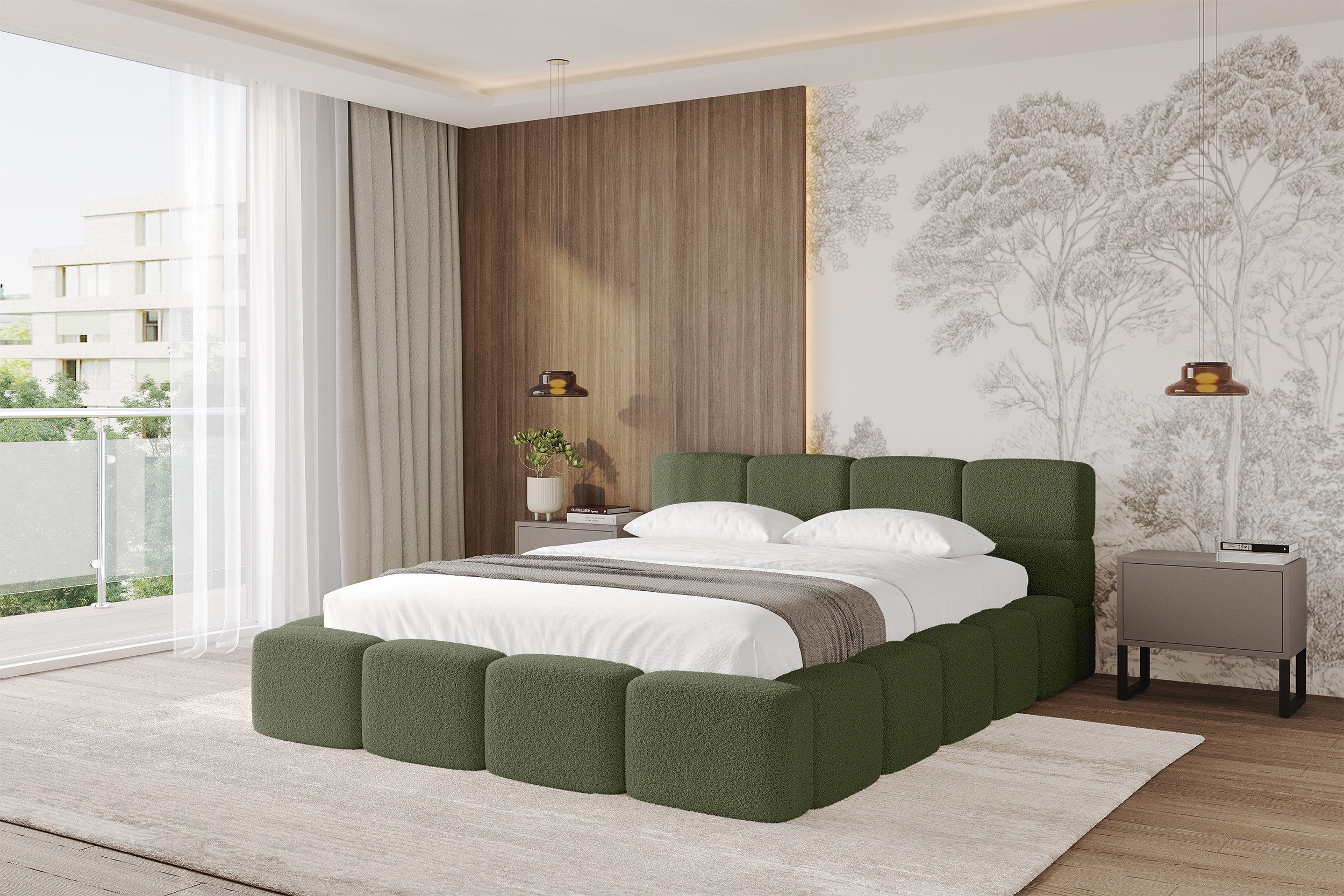 ALTDECOR Polsterbett NATA-v1 (Polsterbett mit Bettkasten und Lattenrost, Boxbett ohne Matratze), Doppelbett mit Stauraum, Bett mit Kopfteil