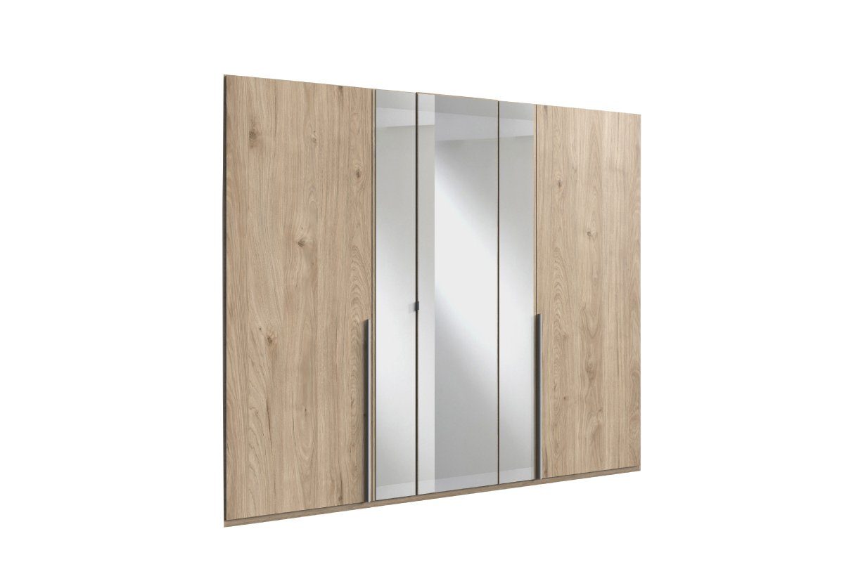 Stylefy Drehtürenschrank Lyon I (Kleiderschrank, Mehrzweckschrank) 5-türig, aus Holzwerkstoff, Modern Design, viel Stauraum, mit Spiegel, variabel stellbar Hickory-Oak