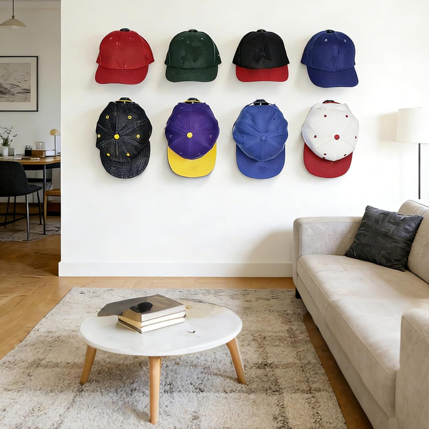 FOUORTUNATE-BEE Kleiderhaken 12er Kappenhalter selbstklebend für Baseballkappen und Mützen, Wandhalter für Caps und Hüte zur Aufbewahrung an Tür und Wand – Bild 5 von 5
