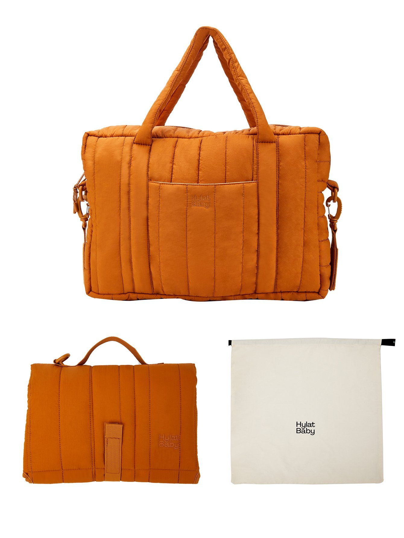 Wickeltasche Wickeltasche mit Wickelunterlage und Leinentasche - Braun