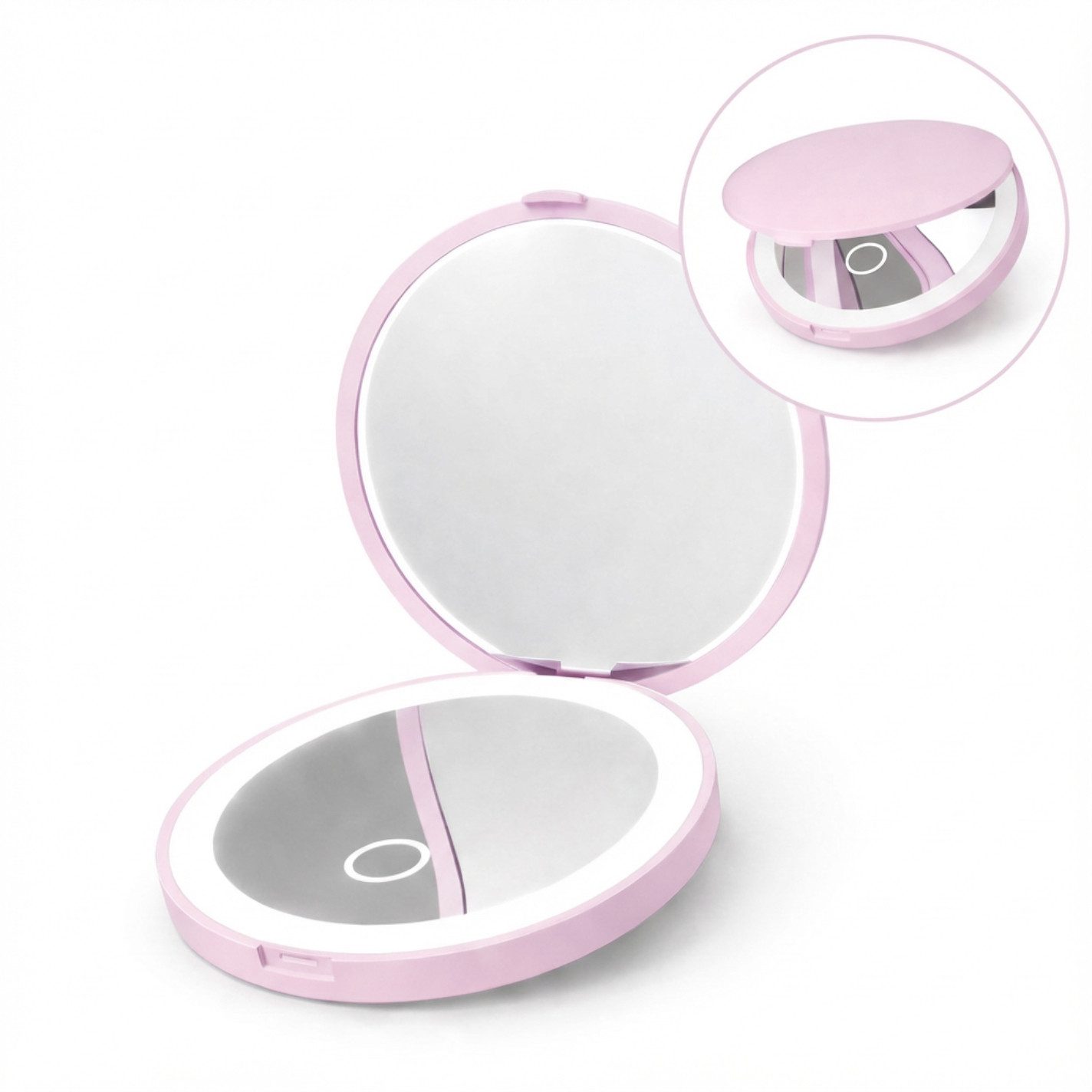 SWGOTA Schminkspiegel Kosmetikspiegel Led Taschenspiegel mit 1X/3×Vergrößerung, Beleuchtung, Faltbarer kleiner Handspiegel mit Licht, Reisespiegel für Reise/Makeup