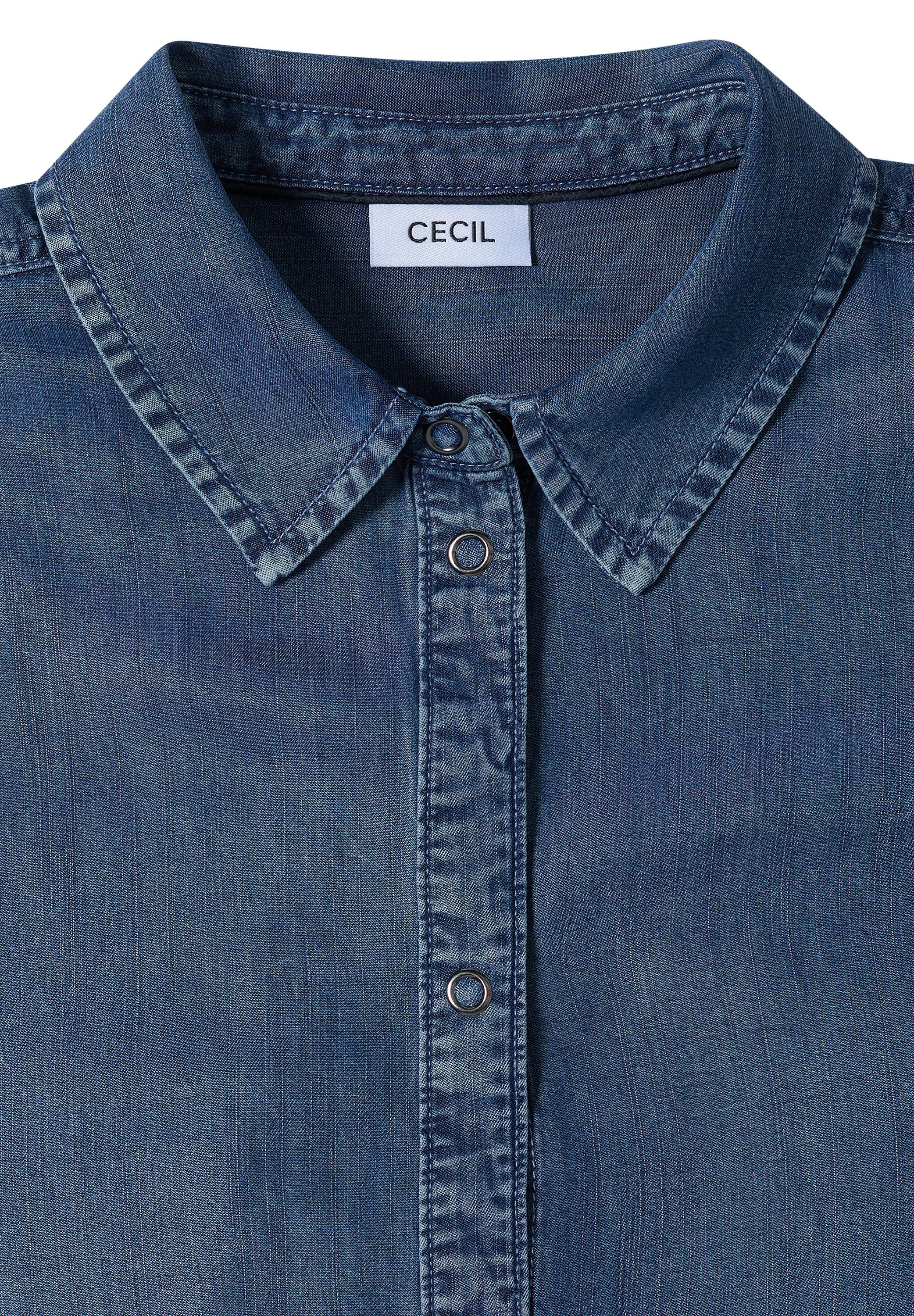 CECIL Hemdbluse Sommerbluse im Denim-Look / Knotendetail am Saum – Bild 4 von 5