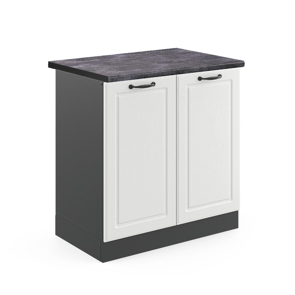 Vicco Spülenunterschrank R-Line Weiß Landhaus/Anthrazit 80 cm AP Anthrazit günstig online kaufen