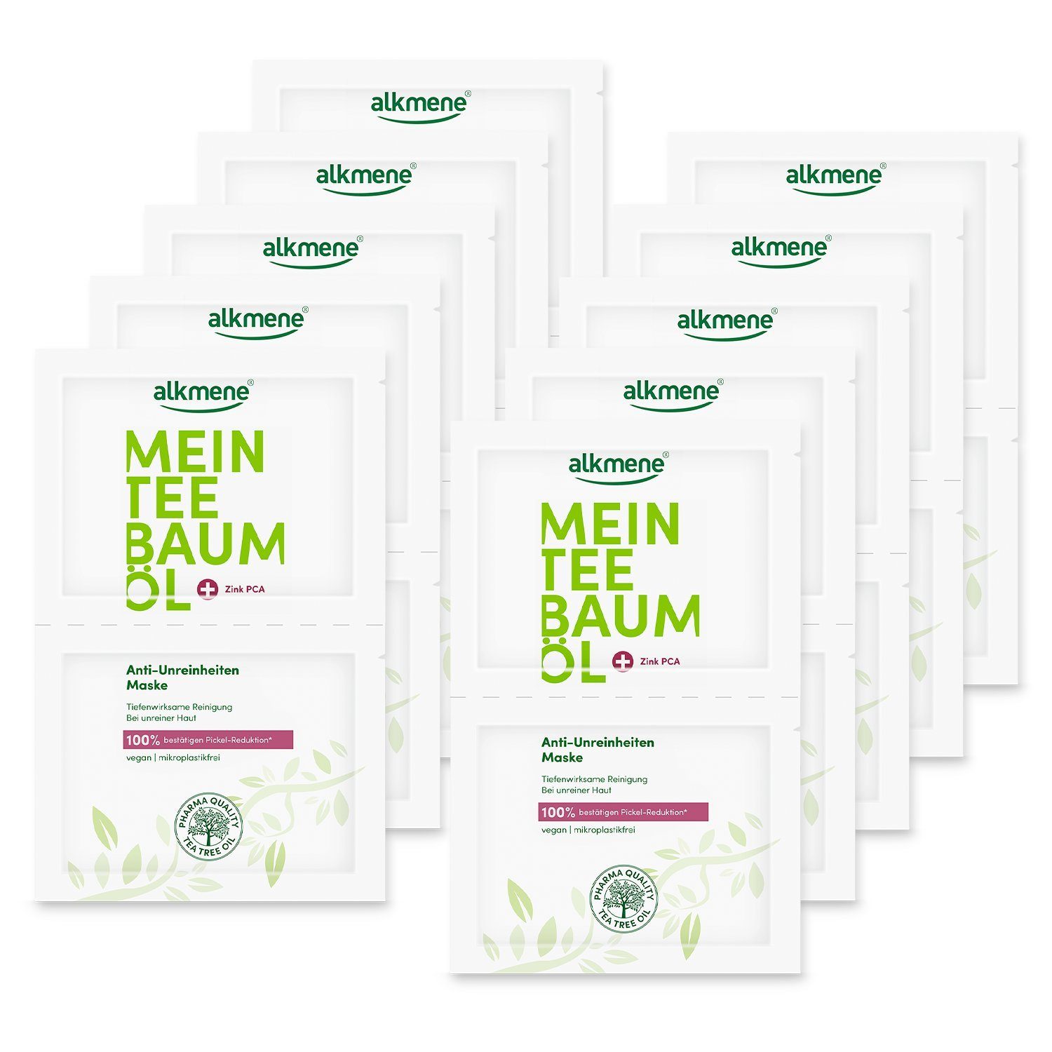 alkmene Gesichtsmaske 20x Anti Unreinheiten Maske - 100% bestätigen Pickel Reduktion - vegan, 10-tlg.