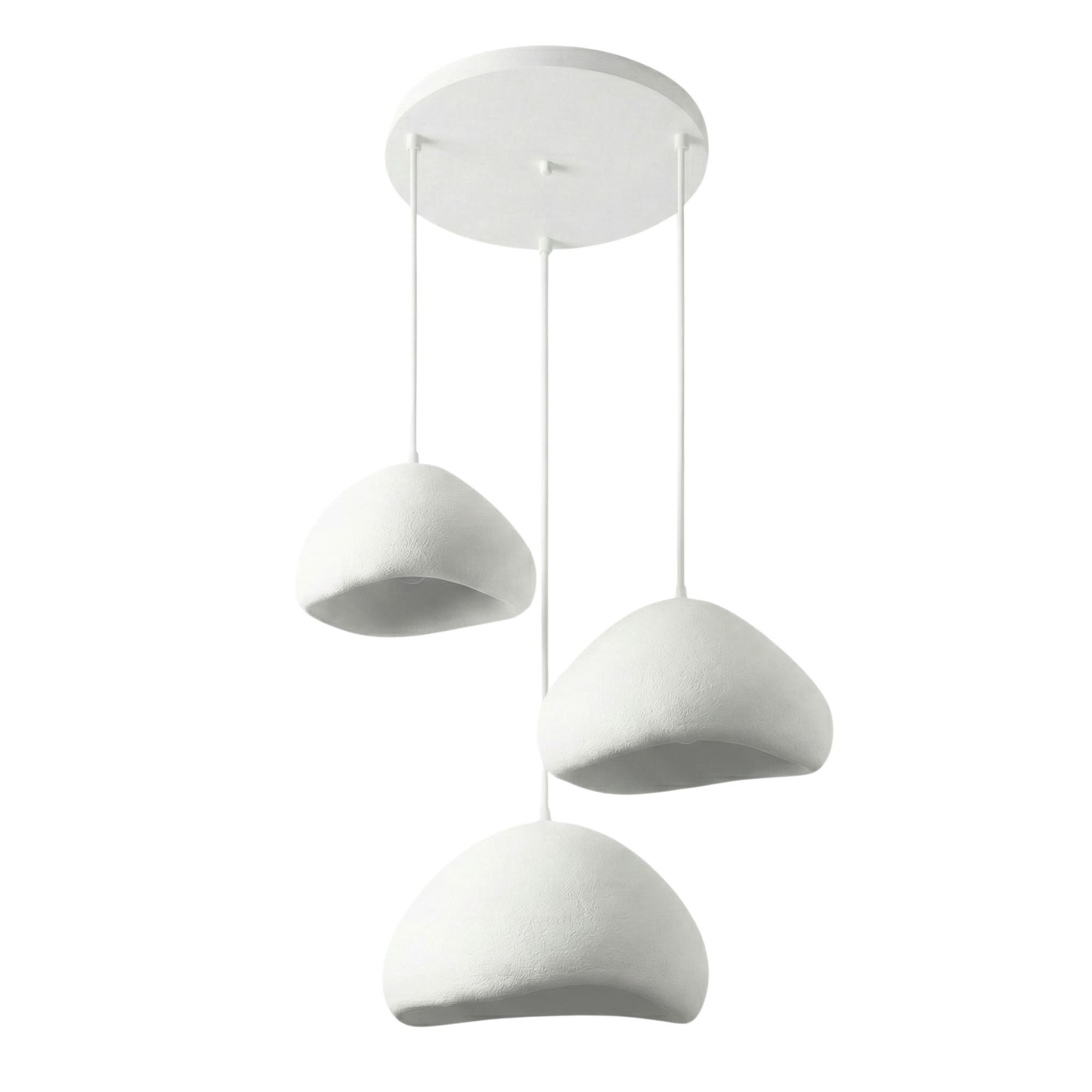 Opviq Kronleuchter Design Leuchte, Verstellbare Höhe 80-115, Abhängig vom Leuchtmittel, Design Pendelleuchte Weiß – Fiberglas-– 1-, 2- oder 3-flammig wählbar