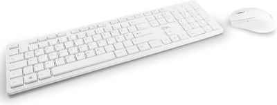 TECKNET Advanced v3 kabellos in weiß perfekt für Office PC Laptop, Multimedia Tastatur- und Maus-Set, mit QWERTZ Layout bestehend aus Funktastatur Funk Maus undUSBLadekabel