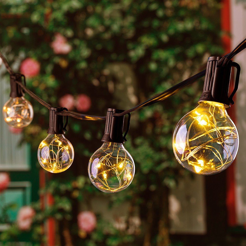 Elegear LED-Lichterkette Außen Lichterkette, 50 G40 Glühbirne, LED deko IP65