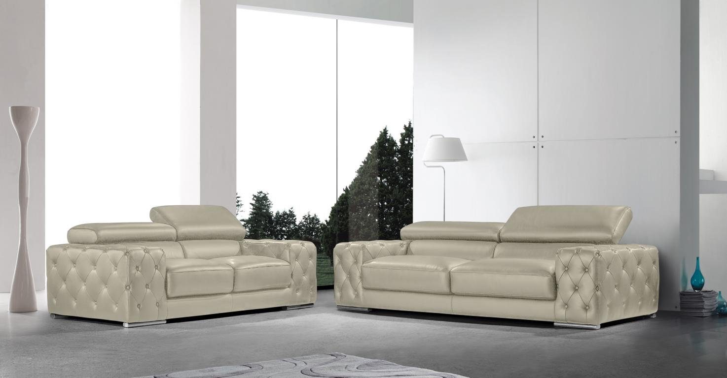 Salottini Polstergarnitur Sofagarnitur Fabrizio Leder 3/2/1 Polstergarnitur schwarz, (3-tlg), Federkern