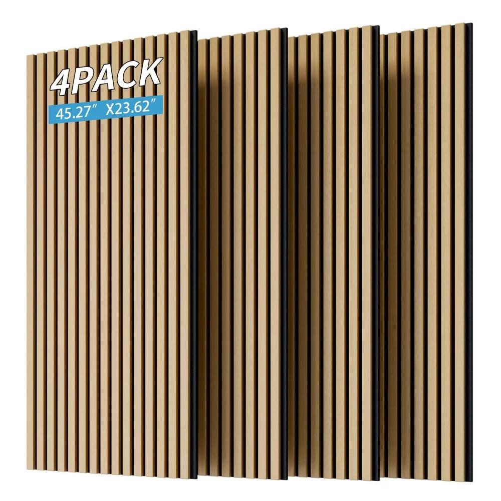 BBG Schallschutzpaneel Akustikpaneele Holz 4er Set,3D Lamellen Wandpaneele Schallabsorbierend, (4-tlg) Wand- & Deckenpaneele aus MDF & Polyester, Einfache Montage, 115×60 cm