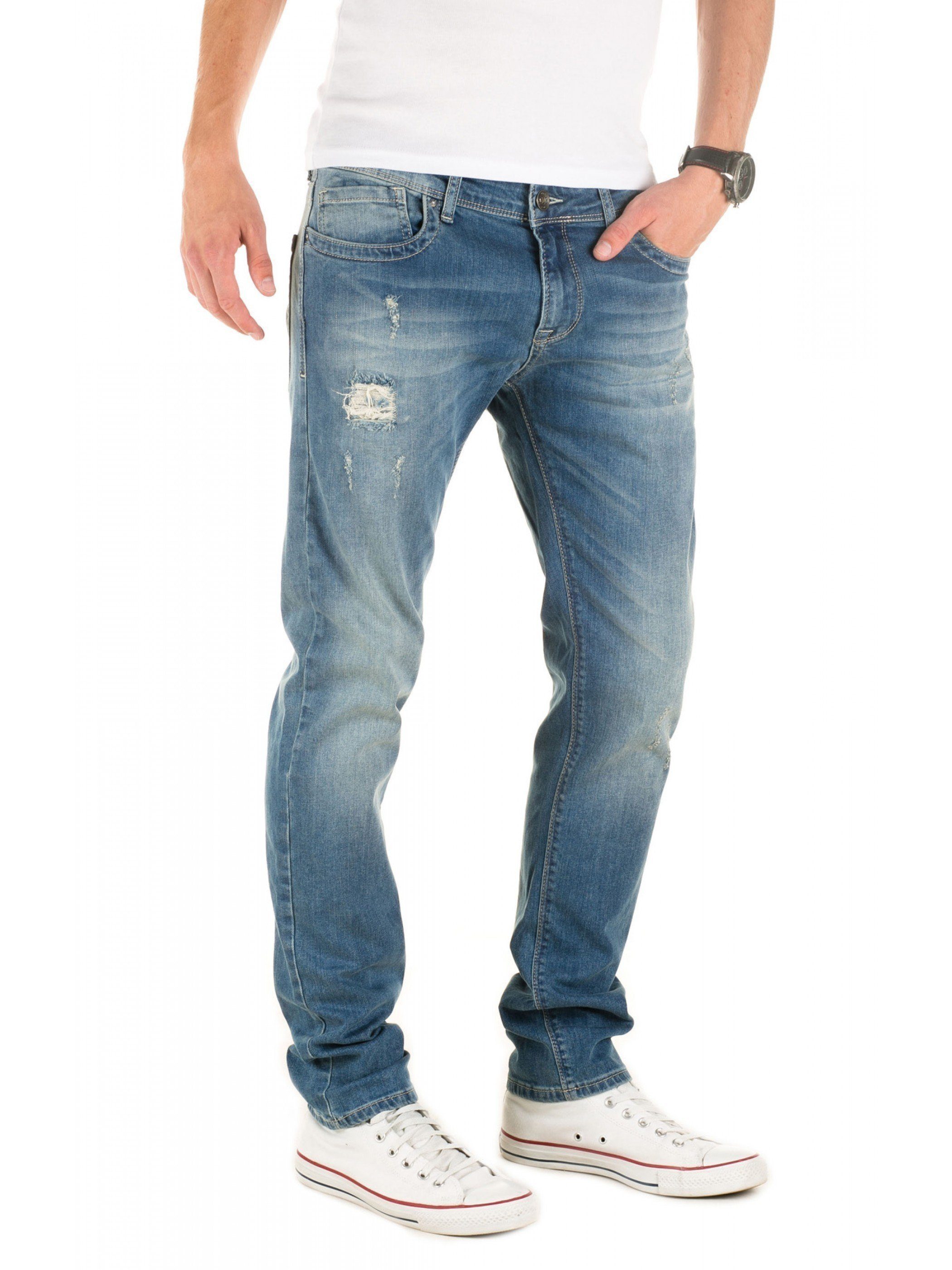 WOTEGA Slim-fit-Jeans Jeans Pete destroyed Herren Jeans mit Stretchanteil