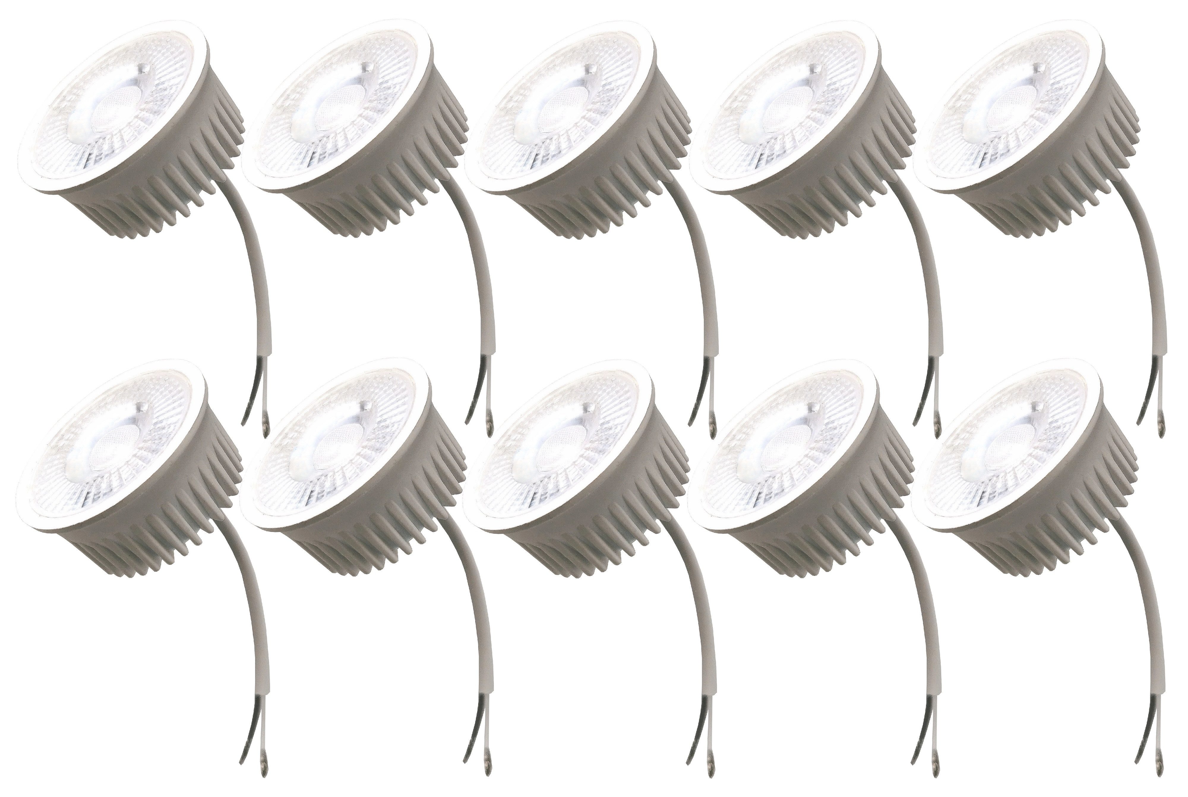 TRANGO LED-Leuchtmittel, 10er Pack MOCWSD-10 Ultra flach 5 Watt 3 Stufen dimmbare LED Modul 6000K Tageslichtweiß (kaltweiss) zum Austauschen GU10 & MR16 Halogen Leuchtmittel, 10 St., für Einbauleuchten, Deckenstrahler, Einbaustrahler