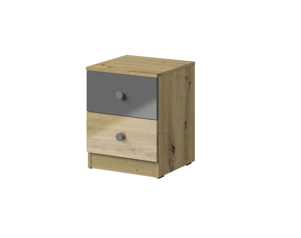 Stylefy Container Narin (Container, Schreibtisch-Unterschrank) mit Schubladen, Vollauszug, Design Modern, für Jugend Eiche Artisan Hochglanz - Weiß Hochglanz - Grau Hochglanz