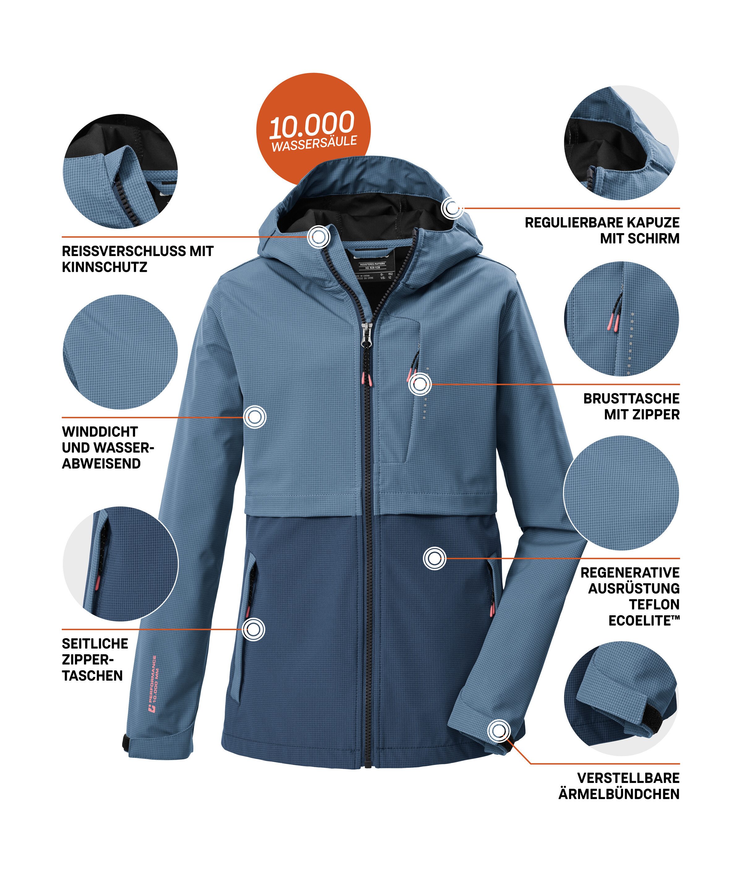 Killtec Softshelljacke KOS 153 GRLS SFTSHLL JCKT Winddichte, wasserabweisende Softshelljacke mit Kapuze