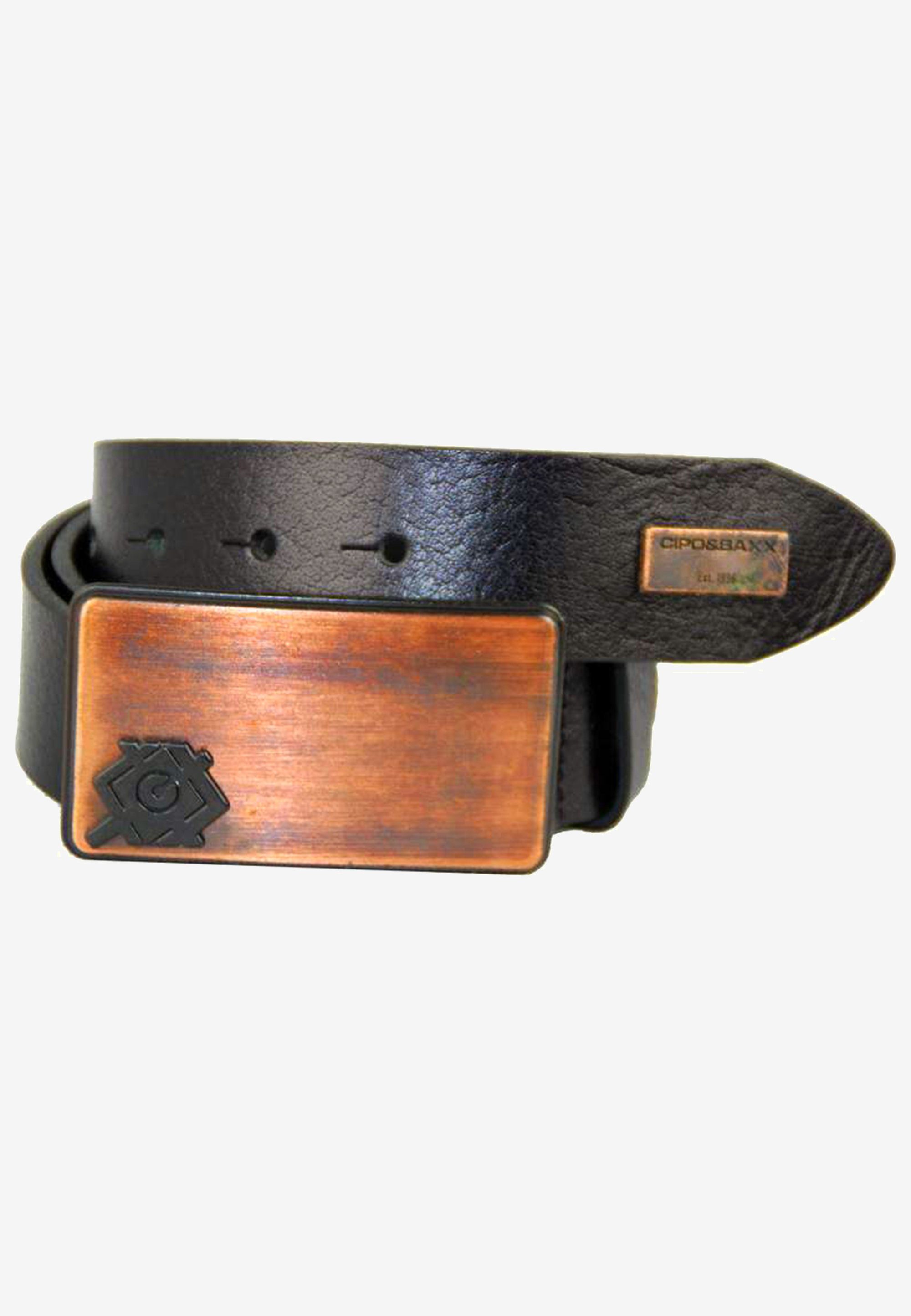 Metallschnalle schwarz mit stylischer & Baxx Ledergürtel Cipo