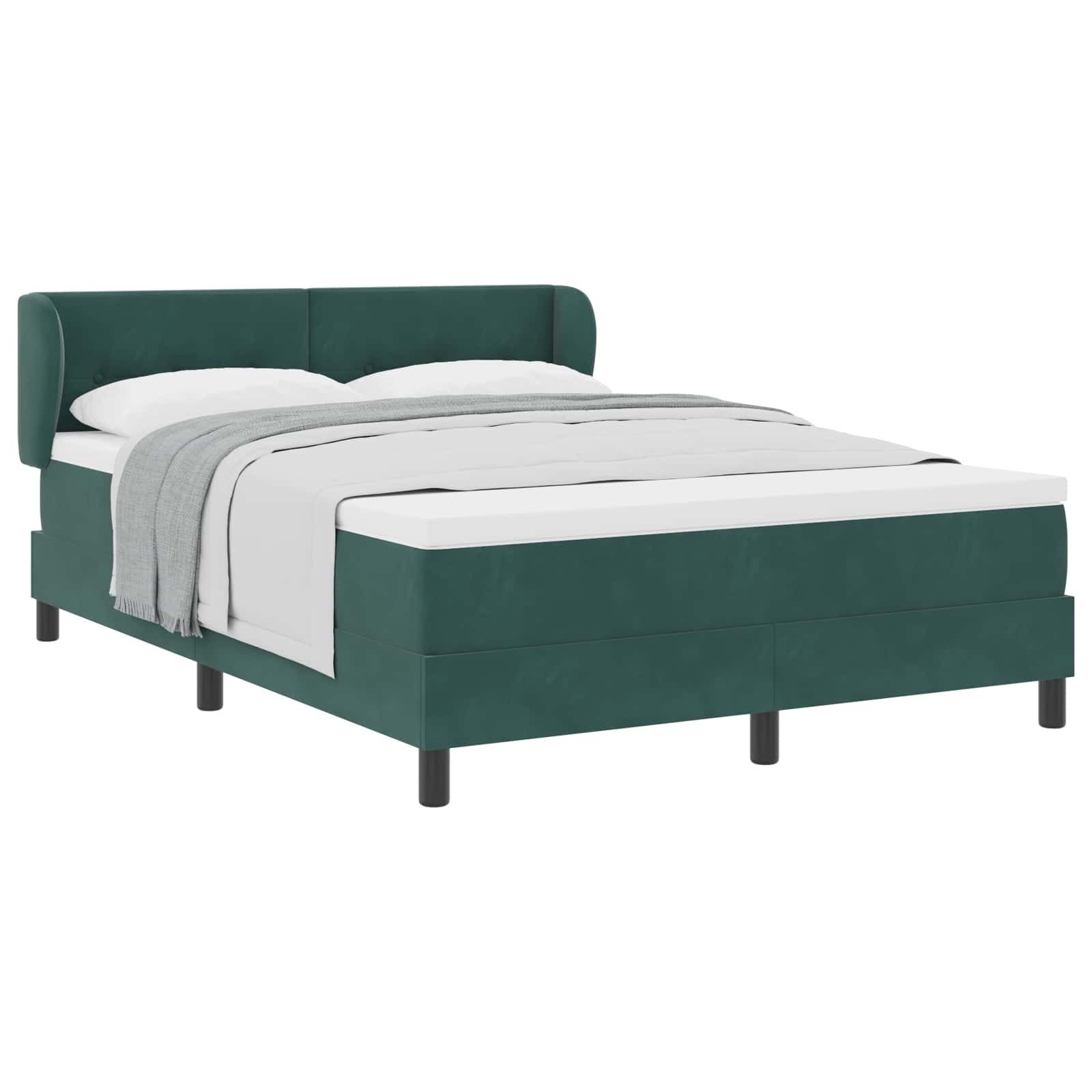 Bett Boxspringbett mit Kopfteil Dunkelgrün 140 x 190 cm Samt