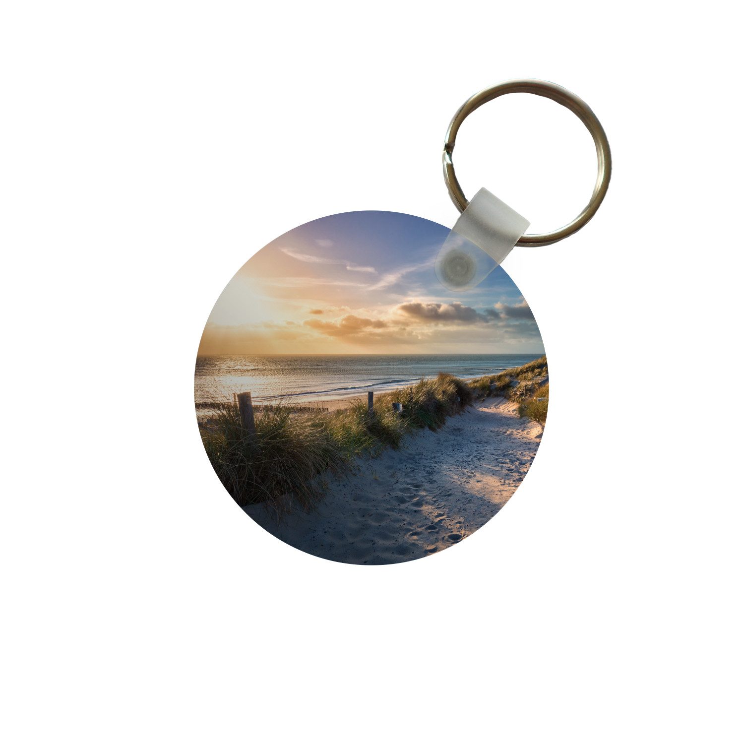 Schlüsselanhänger Sonnenuntergang - Strand - Düne - Gras - Bank