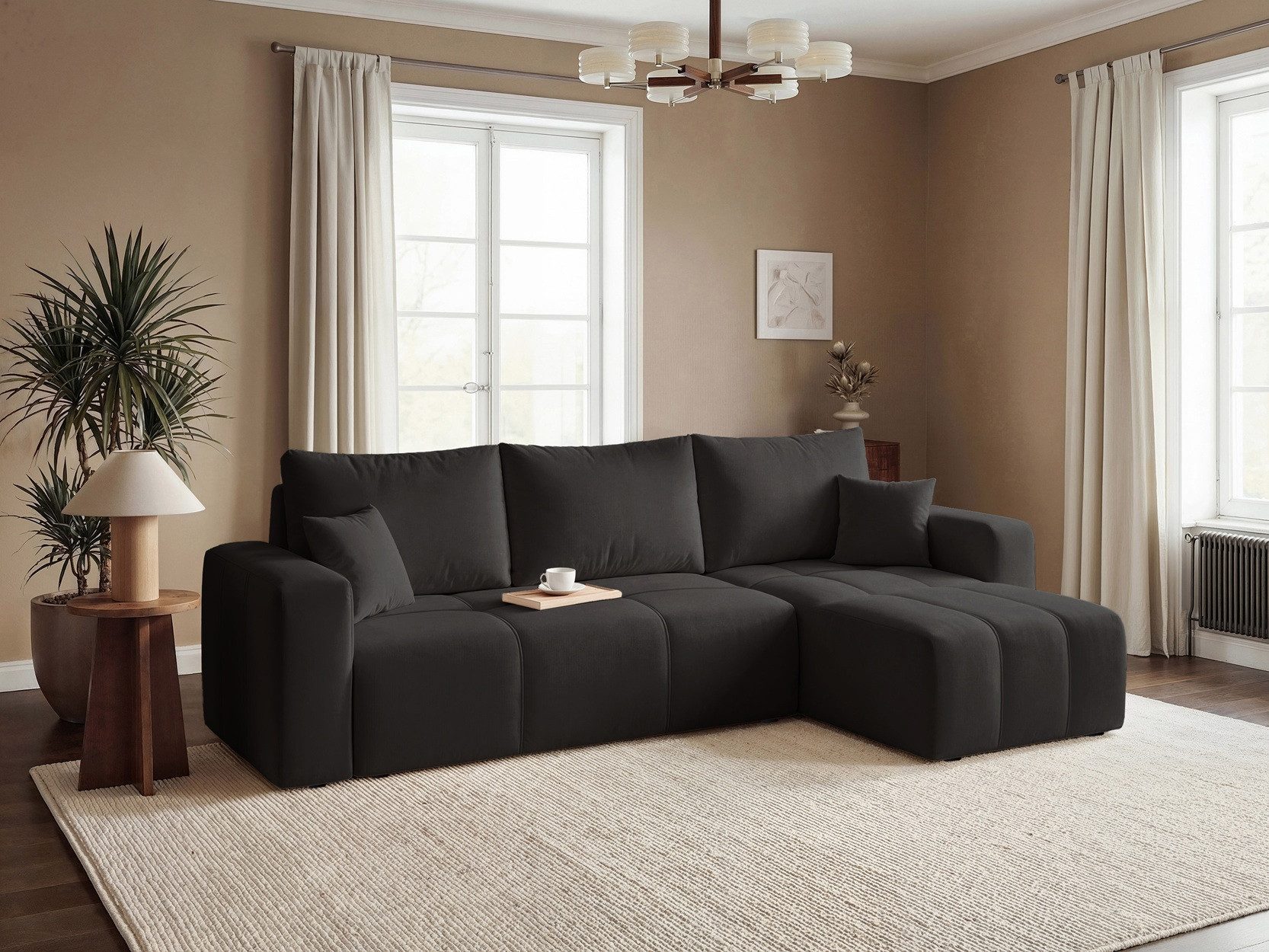 Labett Ecksofa mit Schlaffunktion & Bettkasten PIANO L-Form