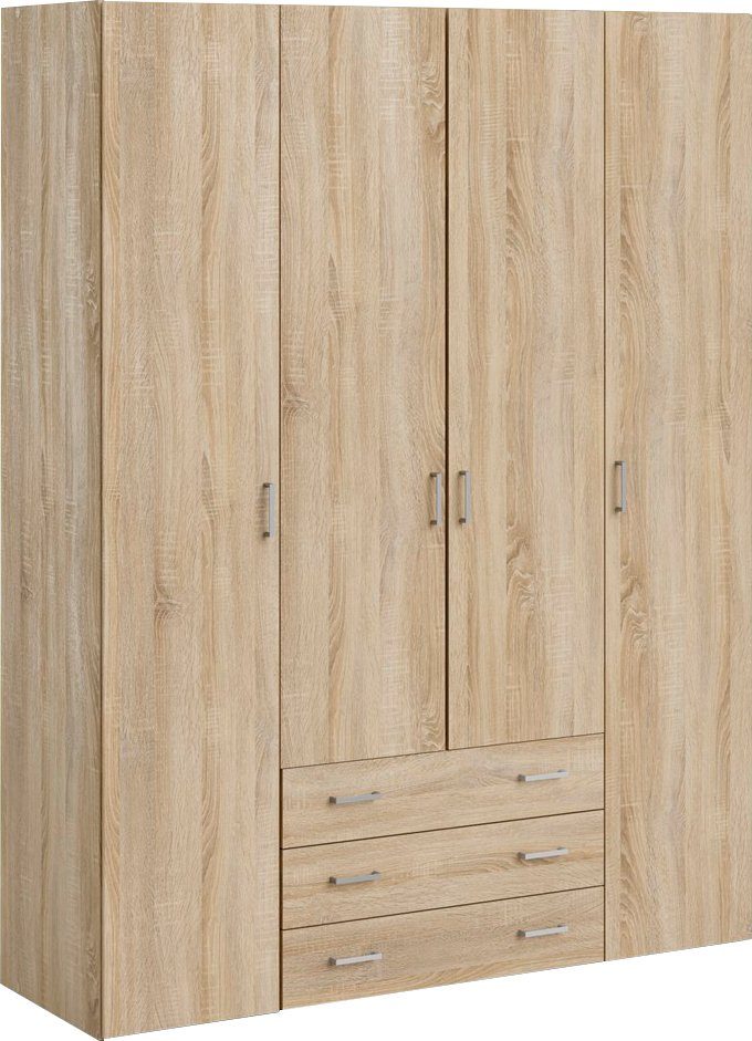 Home affaire Kleiderschrank graue Stangengriffe, einfache Selbstmontage, 200,4 x 154 x 49,5 cm Eiche | Eiche