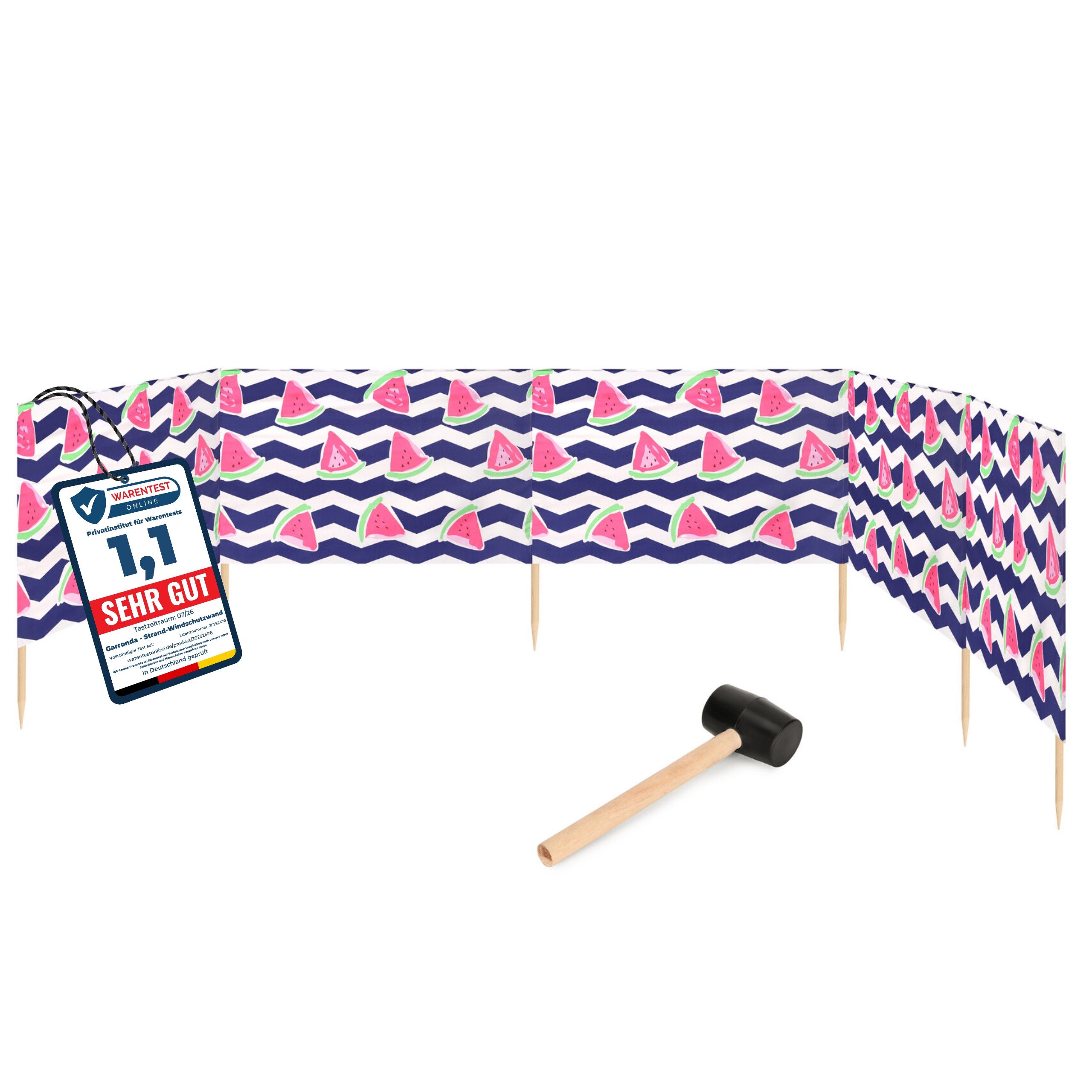 Garronda Windschutz Strand Sichtschutz 6m lang mit Gummihammer Garten Meer GAEX001