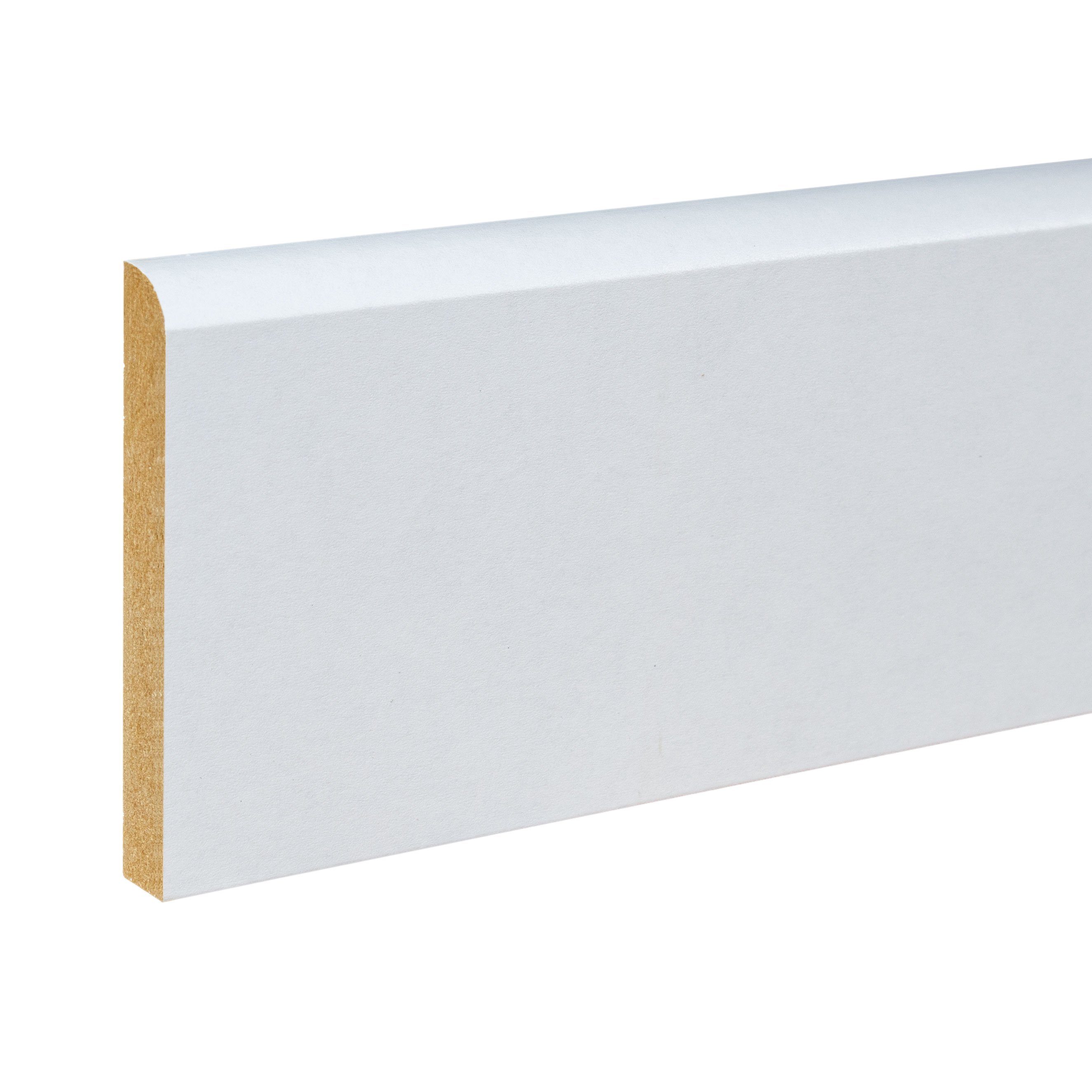 PROVISTON Sockelleiste MDF foliert, 10 x 70 x 2000, Weiß, Fußleiste Abgerundet, 10 Stück, Spar-Set, 10-St.