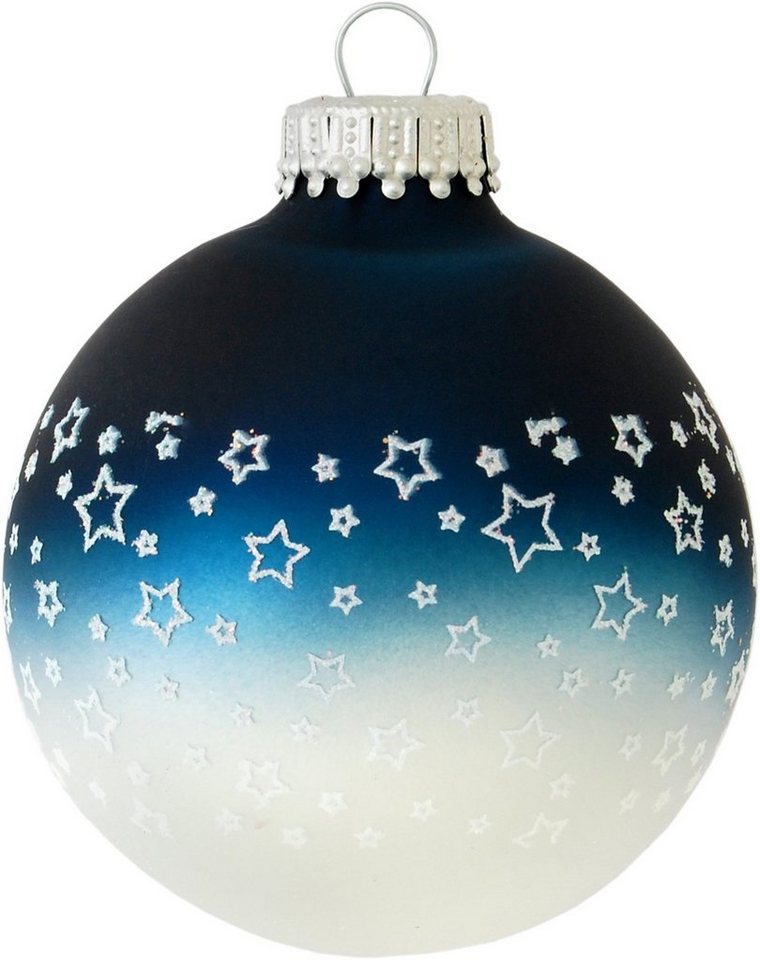 Krebs Glas Lauscha Weihnachtsbaumkugel CBK00064, Weihnachtsdeko,  Christbaumschmuck, Christbaumkugeln Glas (4 St), aus Glas, mit Sternendekor