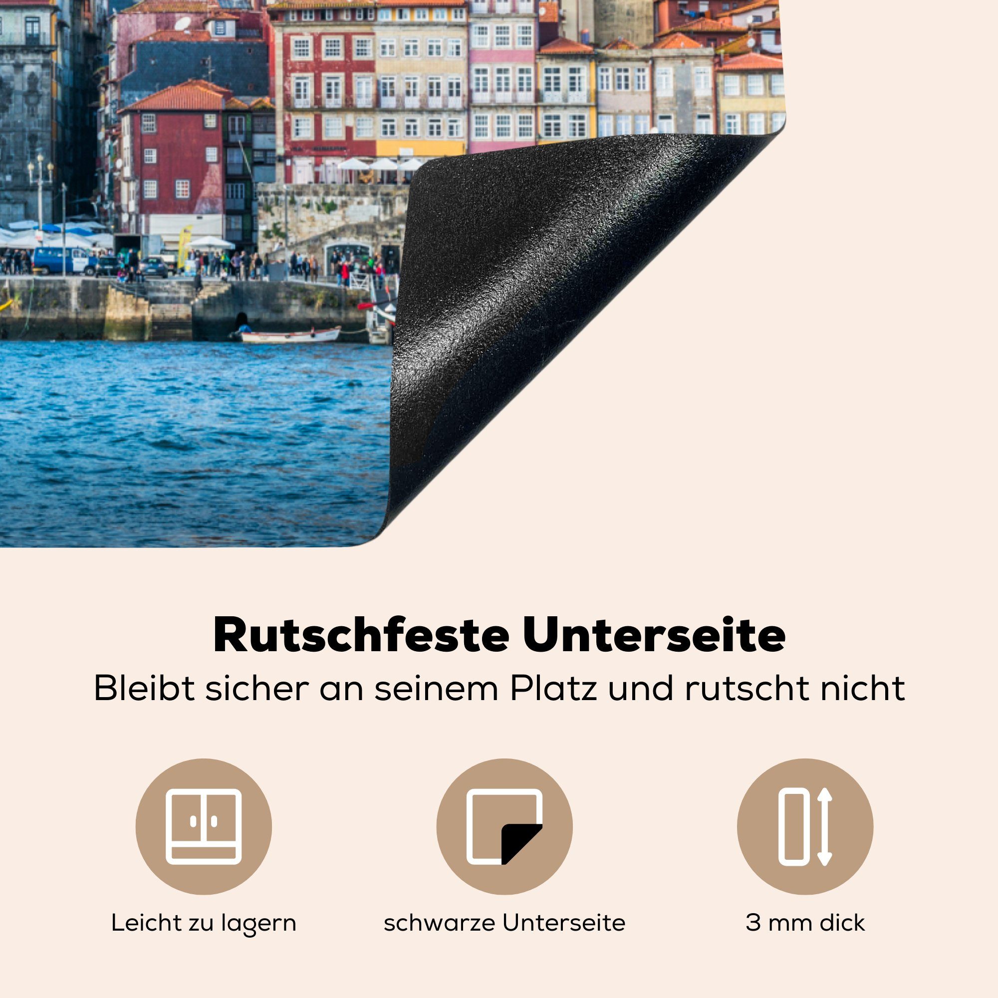 - für 81x52 Wasser (1 die Induktionskochfeld tlg), Vinyl, Portugal, Boot küche, - MuchoWow Ceranfeldabdeckung Schutz Herdblende-/Abdeckplatte cm,