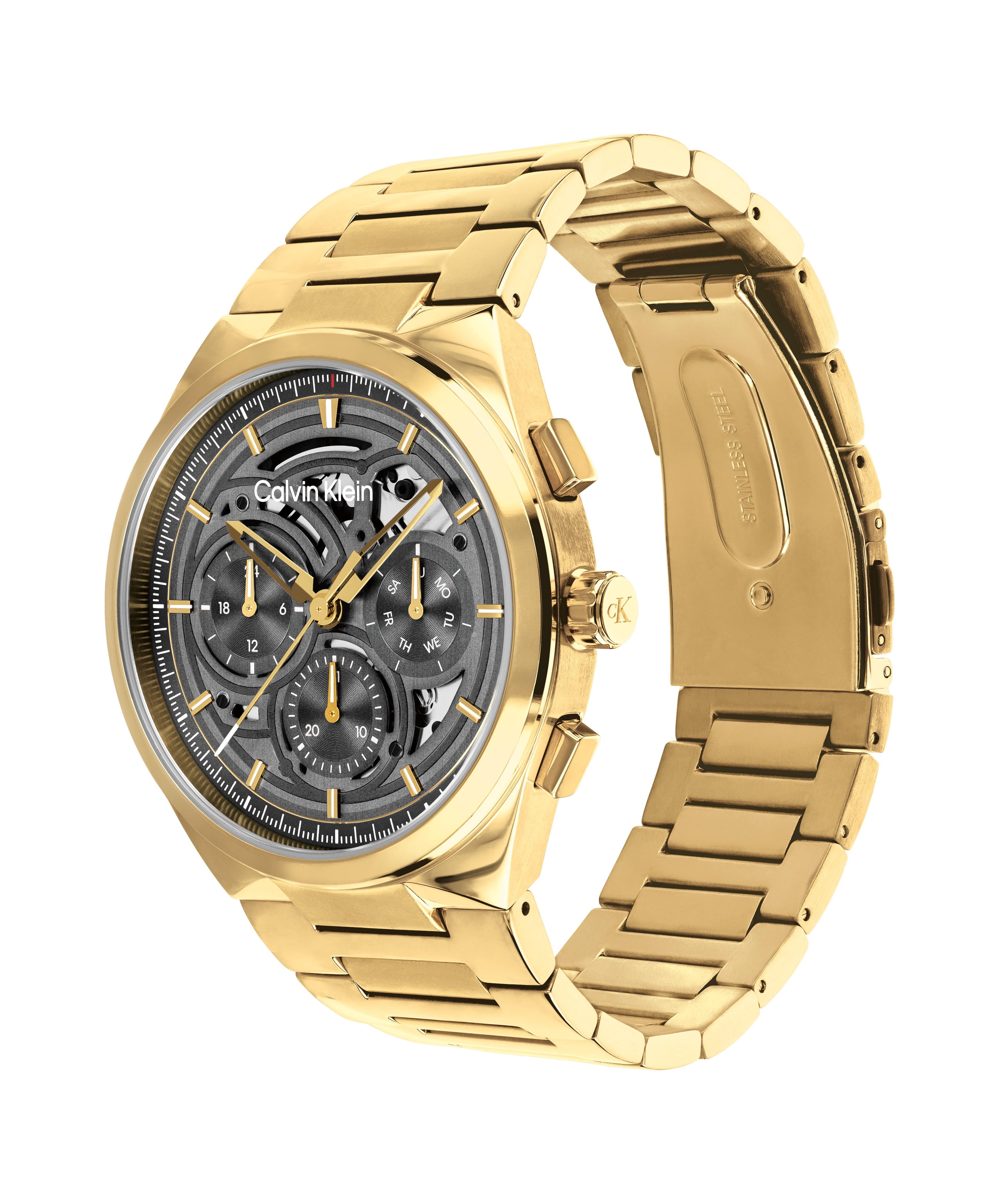 Calvin Klein Multifunktionsuhr DISTINGUISH SKELETON 25200573, Quarzuhr, Armbanduhr, Herrenuhr, Edelstahlarmband, analog
