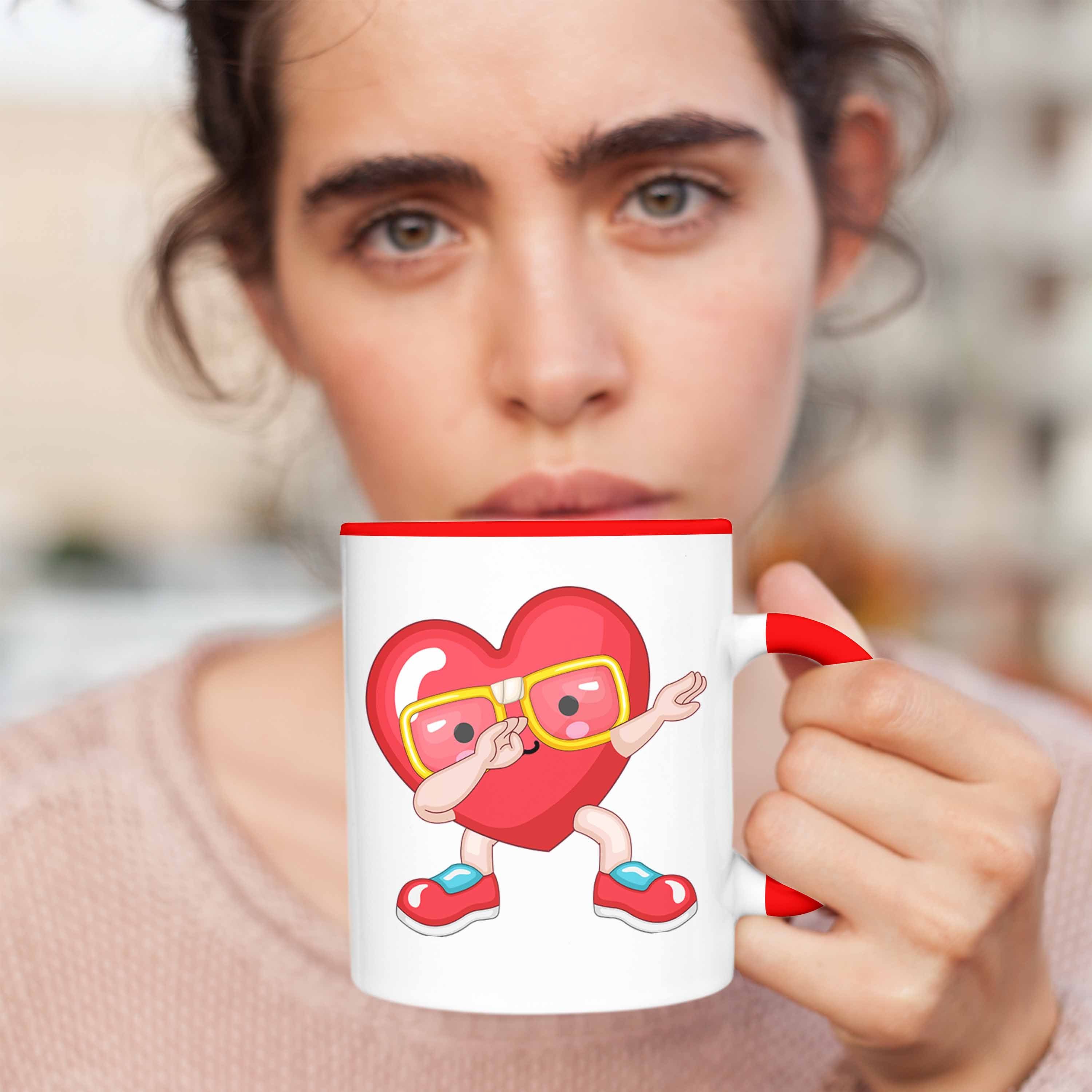 Geschenk Va zum für Herz-Grafik Tasse Freundin Romantisches Freund Rot mit Tasse Trendation