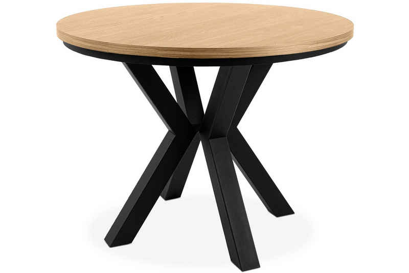 Konsimo Esstisch ROSTEL Ausziehbar Rund Tisch, hergestellt in der EU, Industrial-Stil, ausziehbar bis 140cm