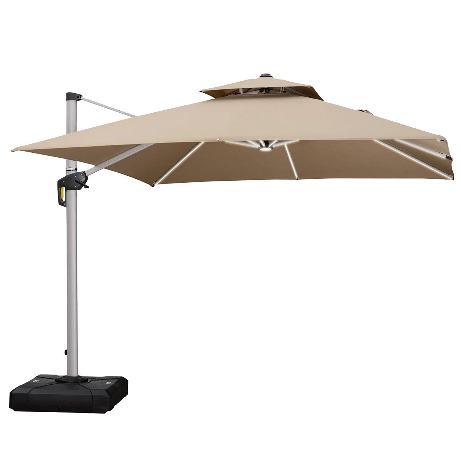 PURPLE LEAF Sonnenschirm Quadratischer Außenbereich Ampelschirm, Gartenschirm mit Solar LED, LxB: 270,00x270,00 cm, 360°Rotation, Sonnenschutz UV50+, für Garten, Terrasse, Pool