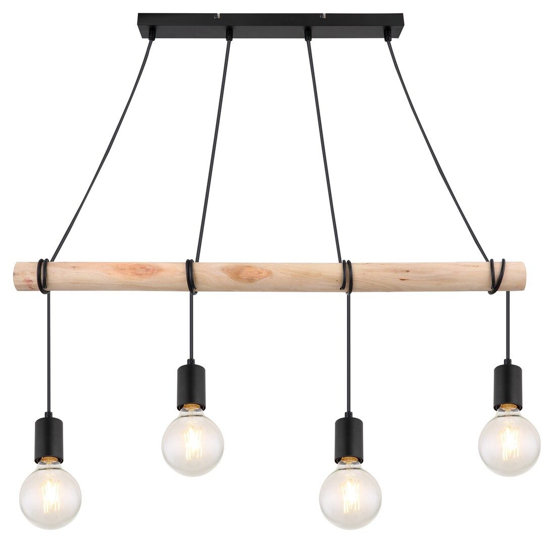 Rabalux Pendelleuchte "Pablo" 4-flammig, Holz, schwarz, E27, B850mm