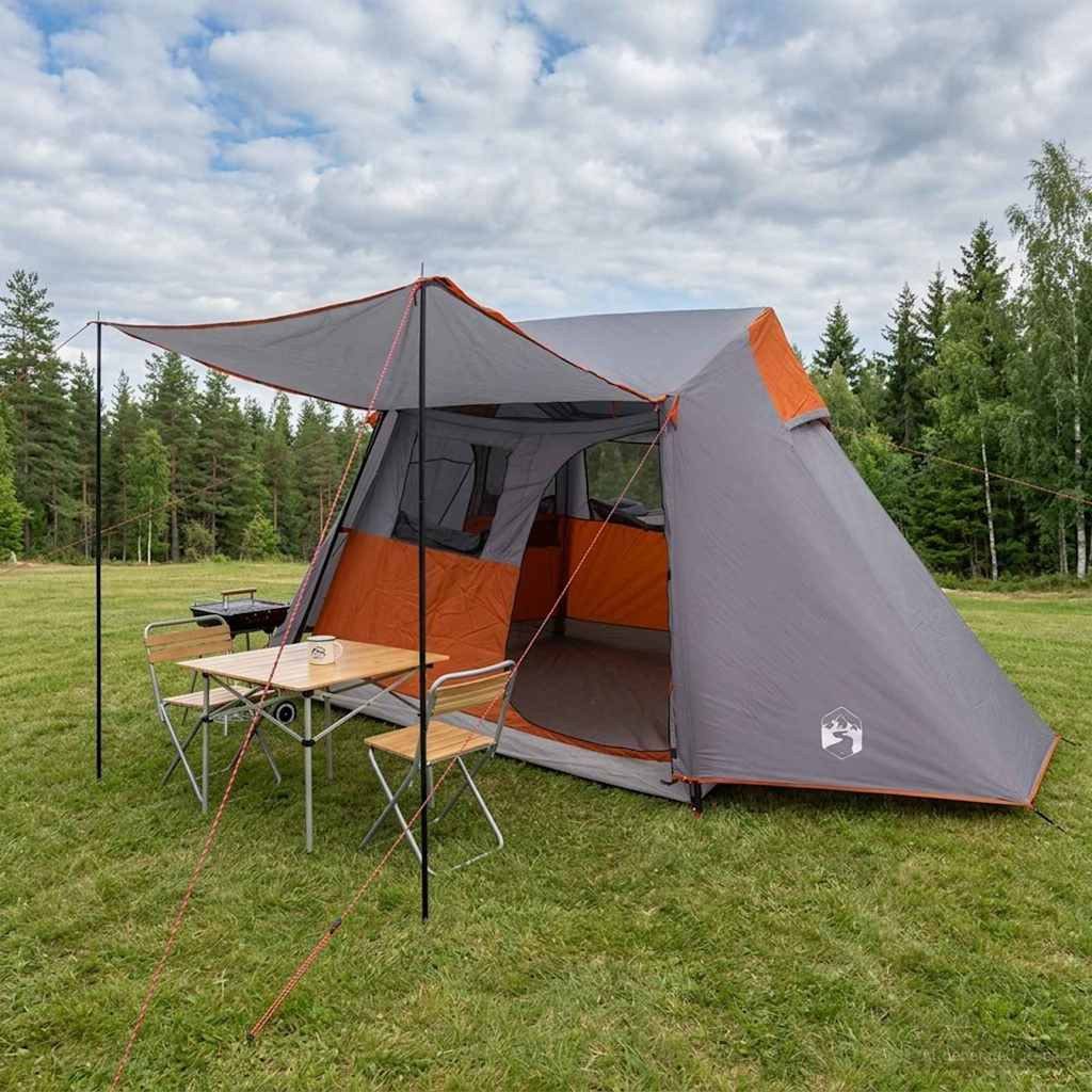 vidaXL Tunnelzelt Tunnelzelt Grau und Orange 475 x 220 x 192 cm, (1 tlg)