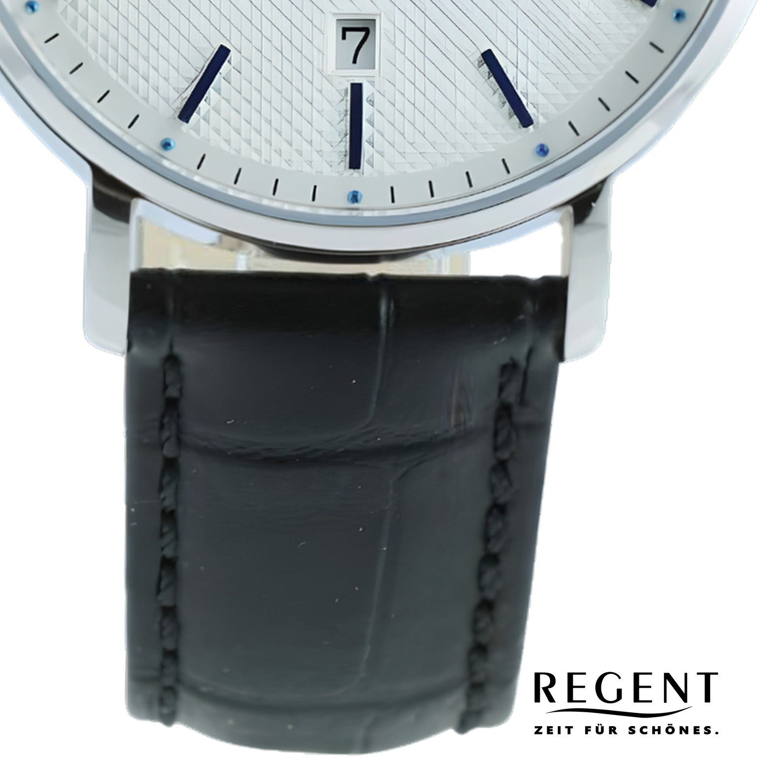 (ca. extra Analog, Regent Armbanduhr Herren Quarzuhr Lederarmband Regent groß Herren rund, 39mm), Armbanduhr