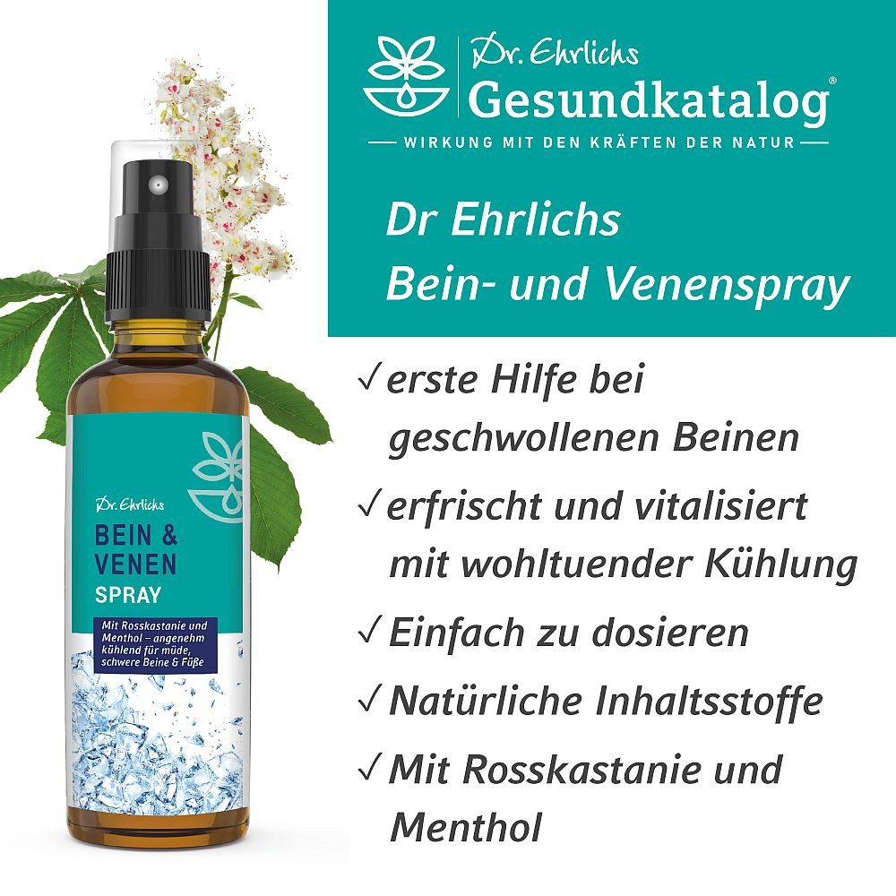 Dr. Ehrlichs Gesundkatalog. Gesichts- und Körperspray Dr. Ehrlichs Bein- und Venenspray 75 ml - Kühlspray für schwere Beine