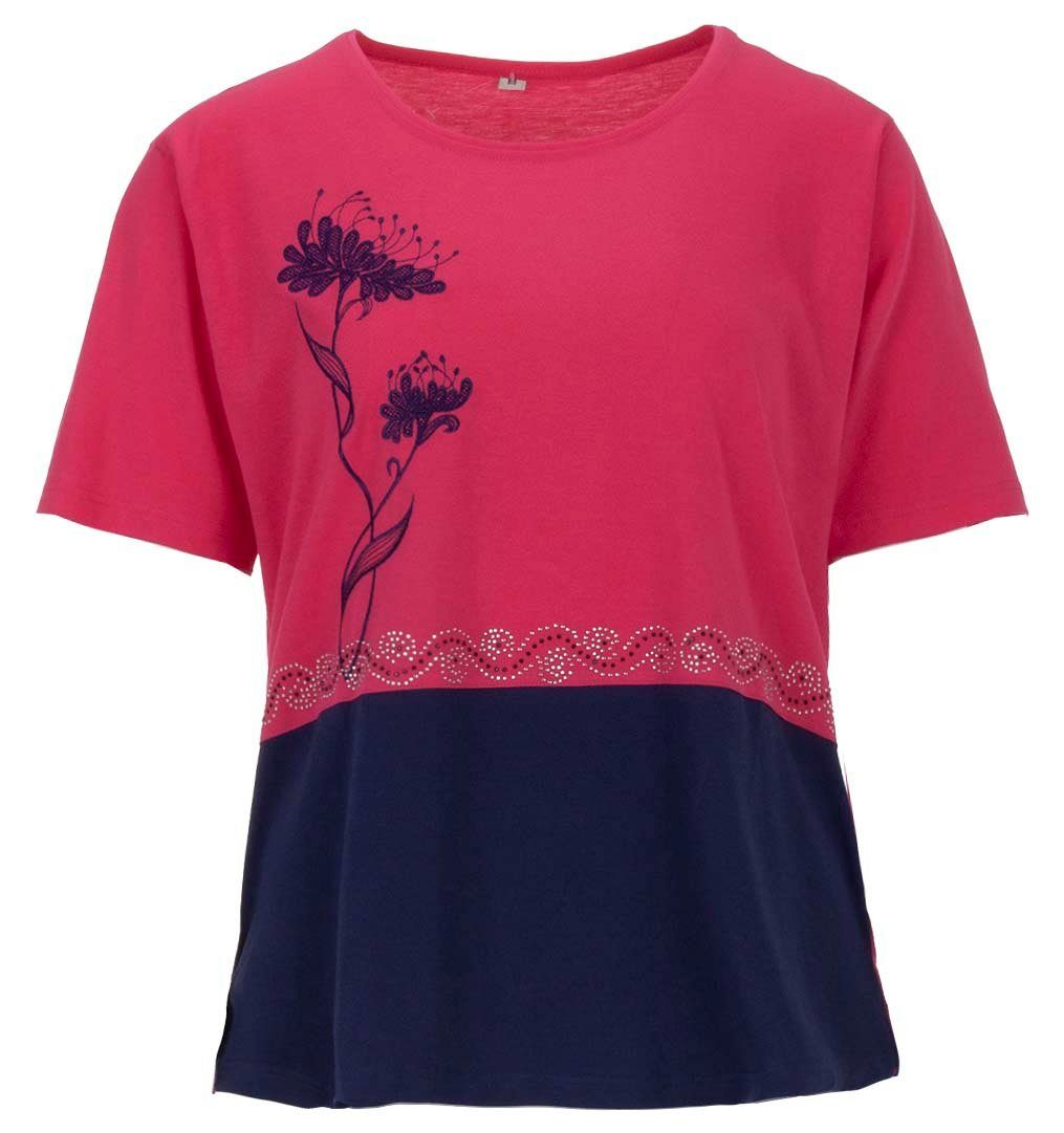 zeitlos Print-Shirt »zeitlos T-Shirt Damen Kurzarm Colour Block Stickerei  Stein Applikation Business Wear« online kaufen | OTTO
