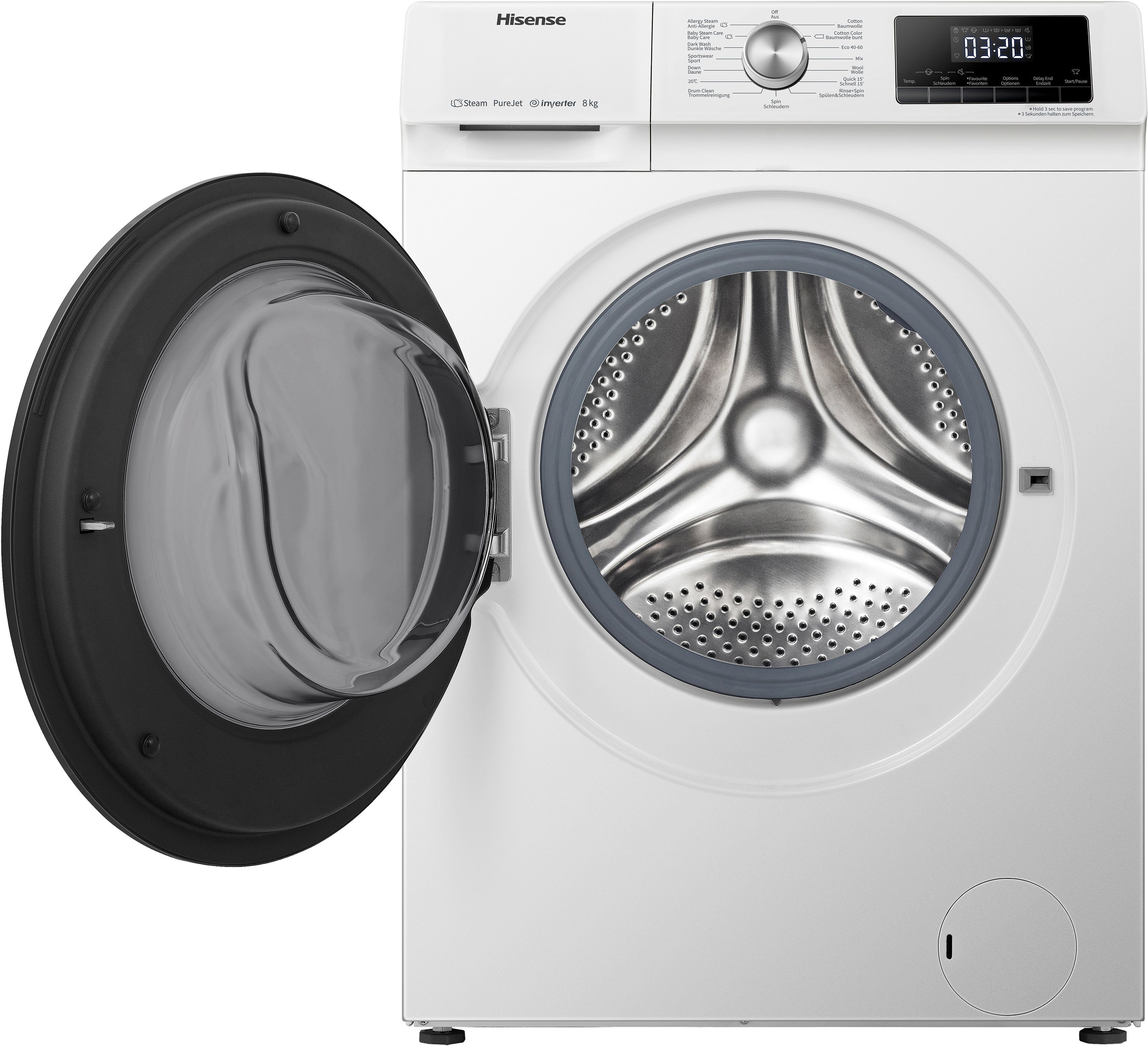 U/min Hisense WFQA8014EVJM, Waschmaschine 8 kg, 1400